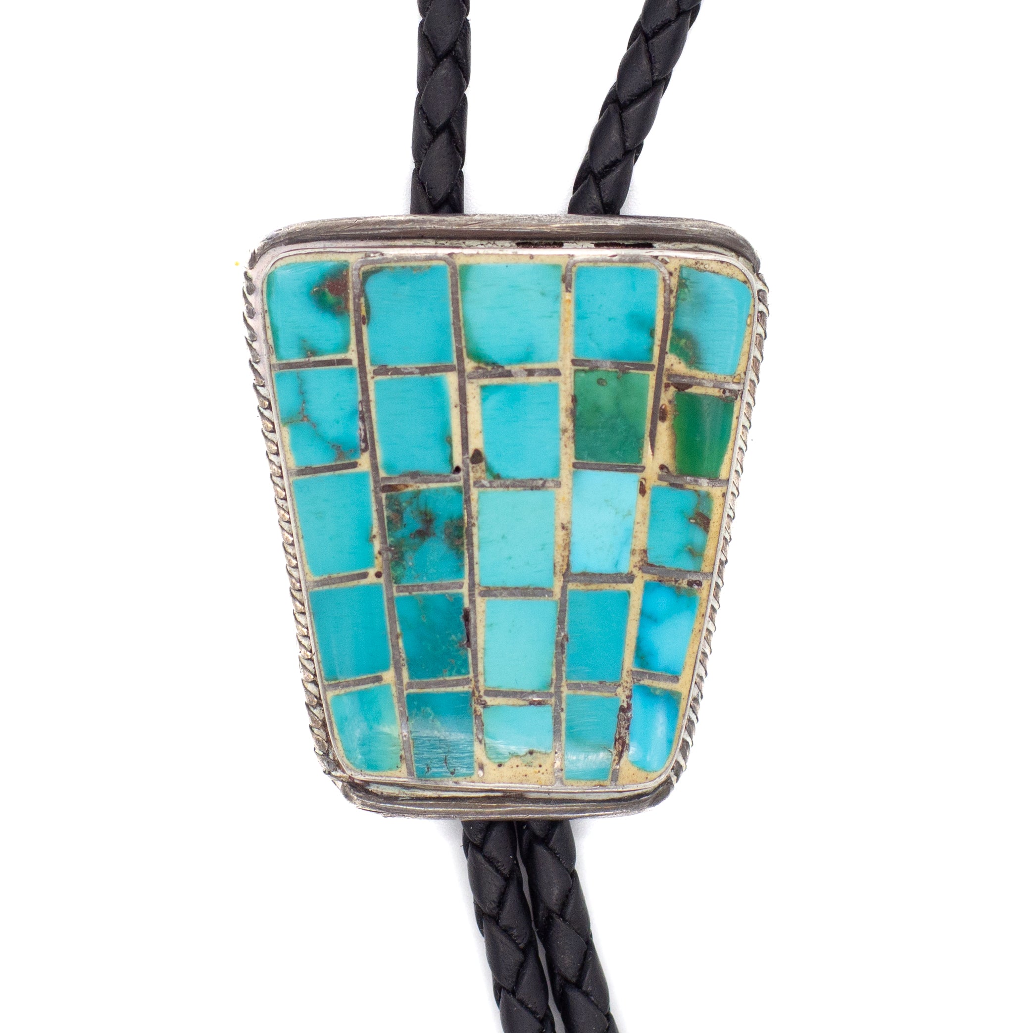 Vintage Sterling Silver Turquoise Bolo Tie