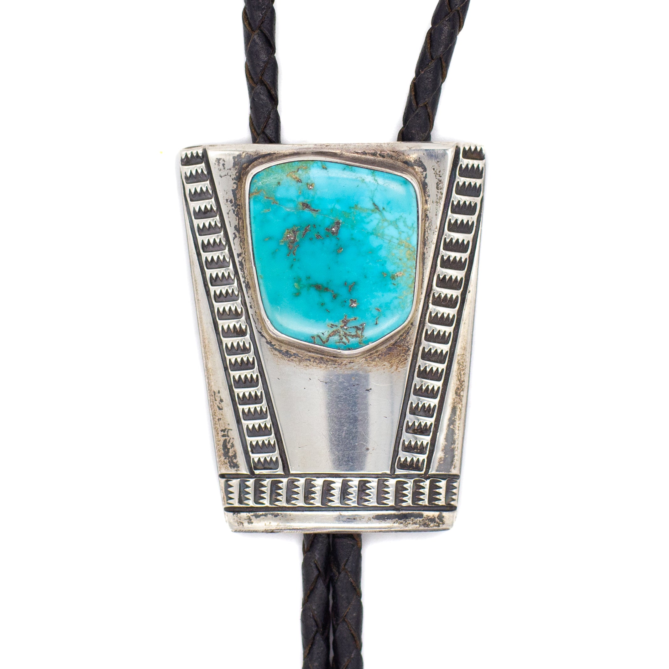 Vintage Sterling Silver Turquoise Bolo Tie