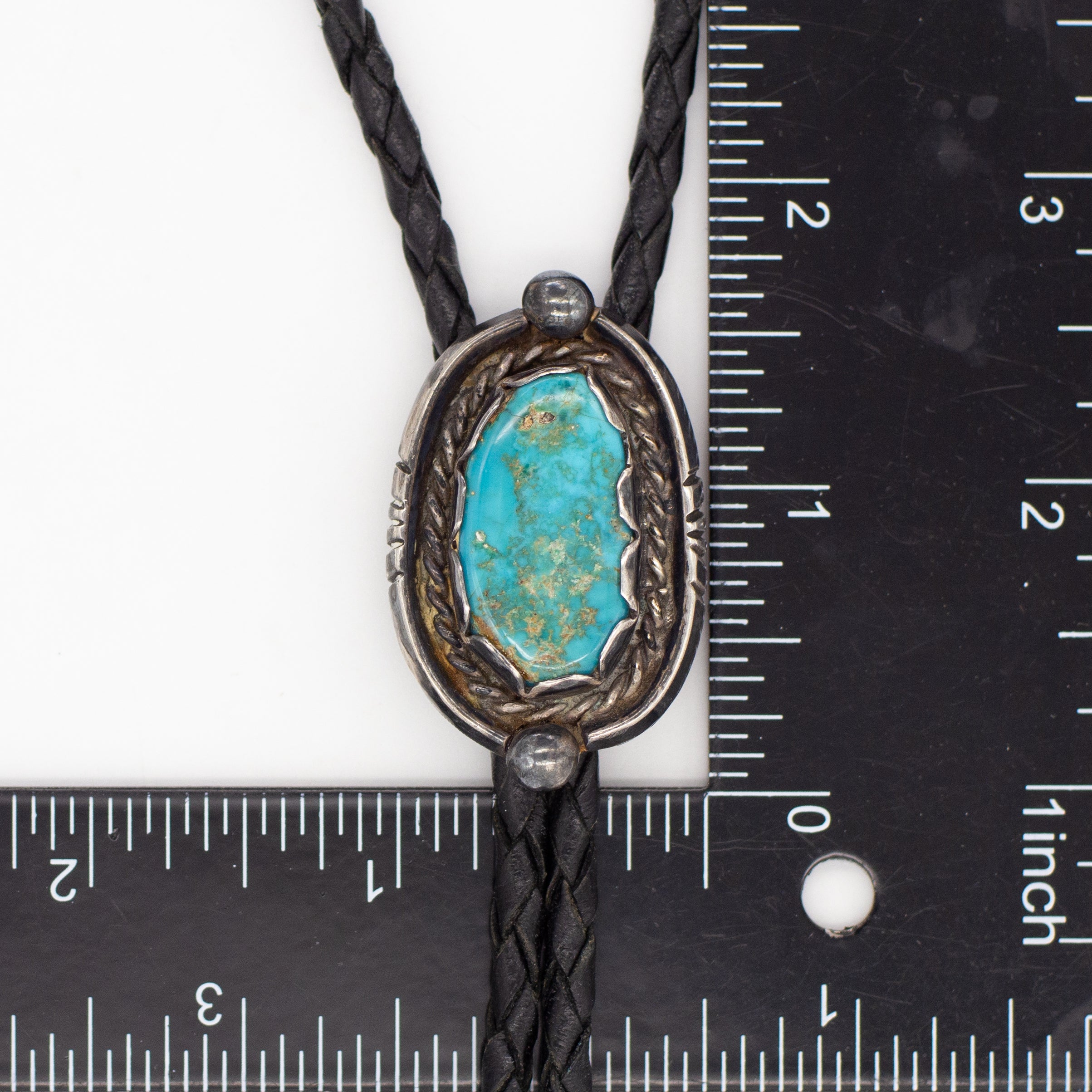 Vintage Sterling Silver Turquoise Bolo Tie