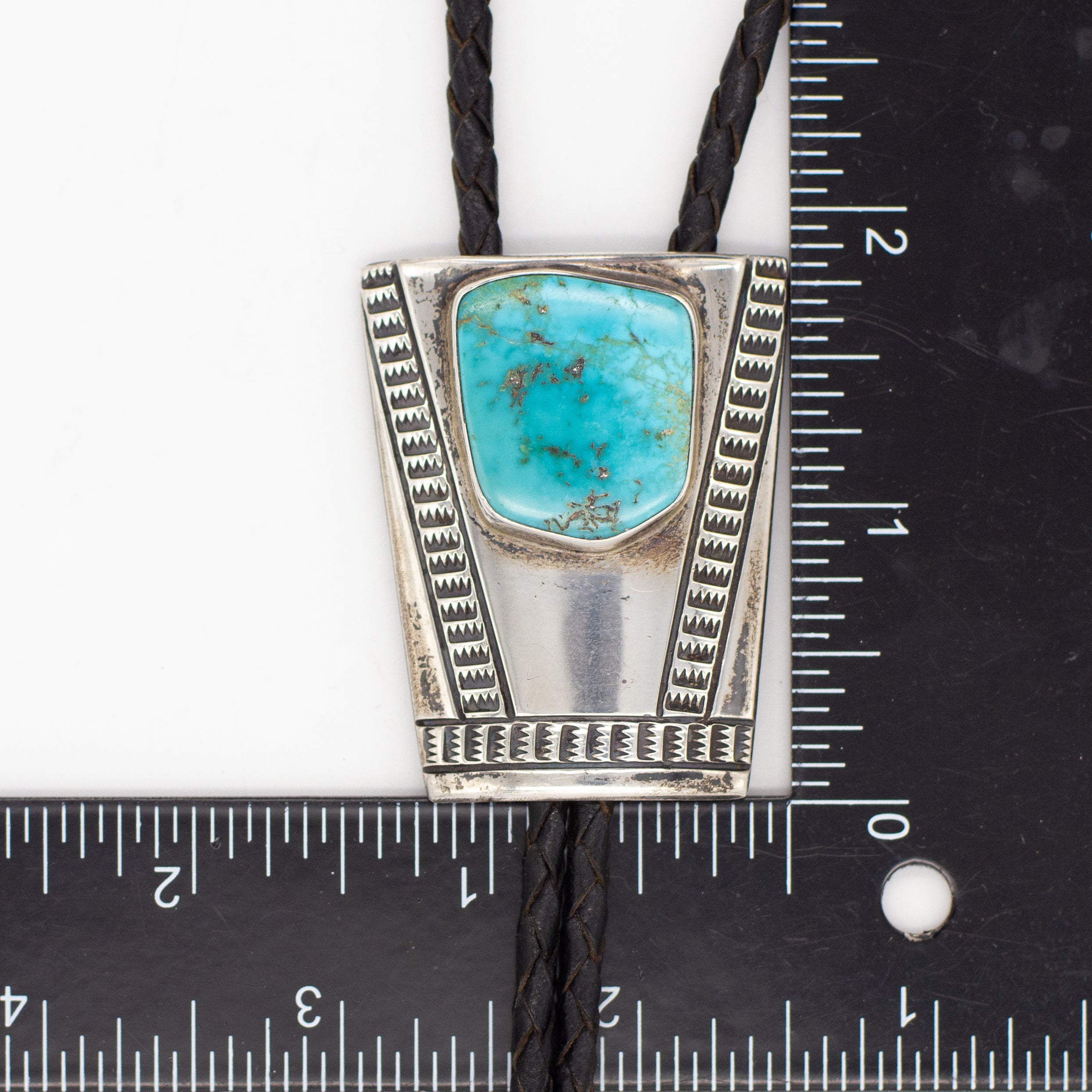 Vintage Sterling Silver Turquoise Bolo Tie