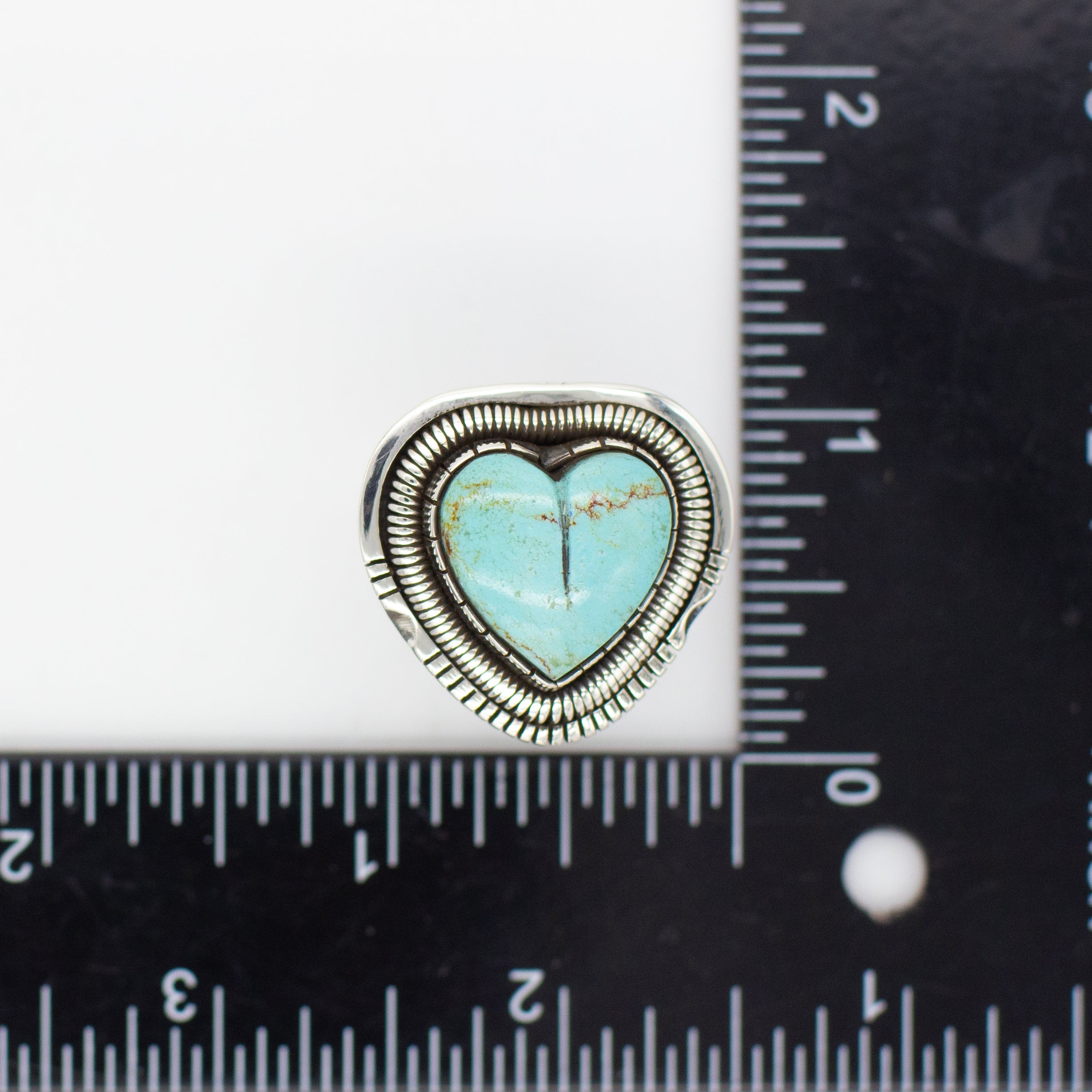 Walter Vandaver Navajo Handmade Sterling Silver Turquoise Heart Ring