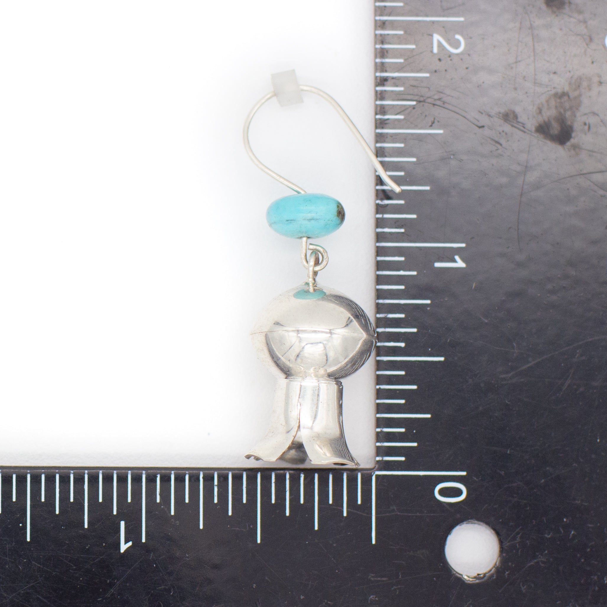 Vintage Sterling Silver Turquoise Pom Blossom Earrings (Hallmark Unknown)