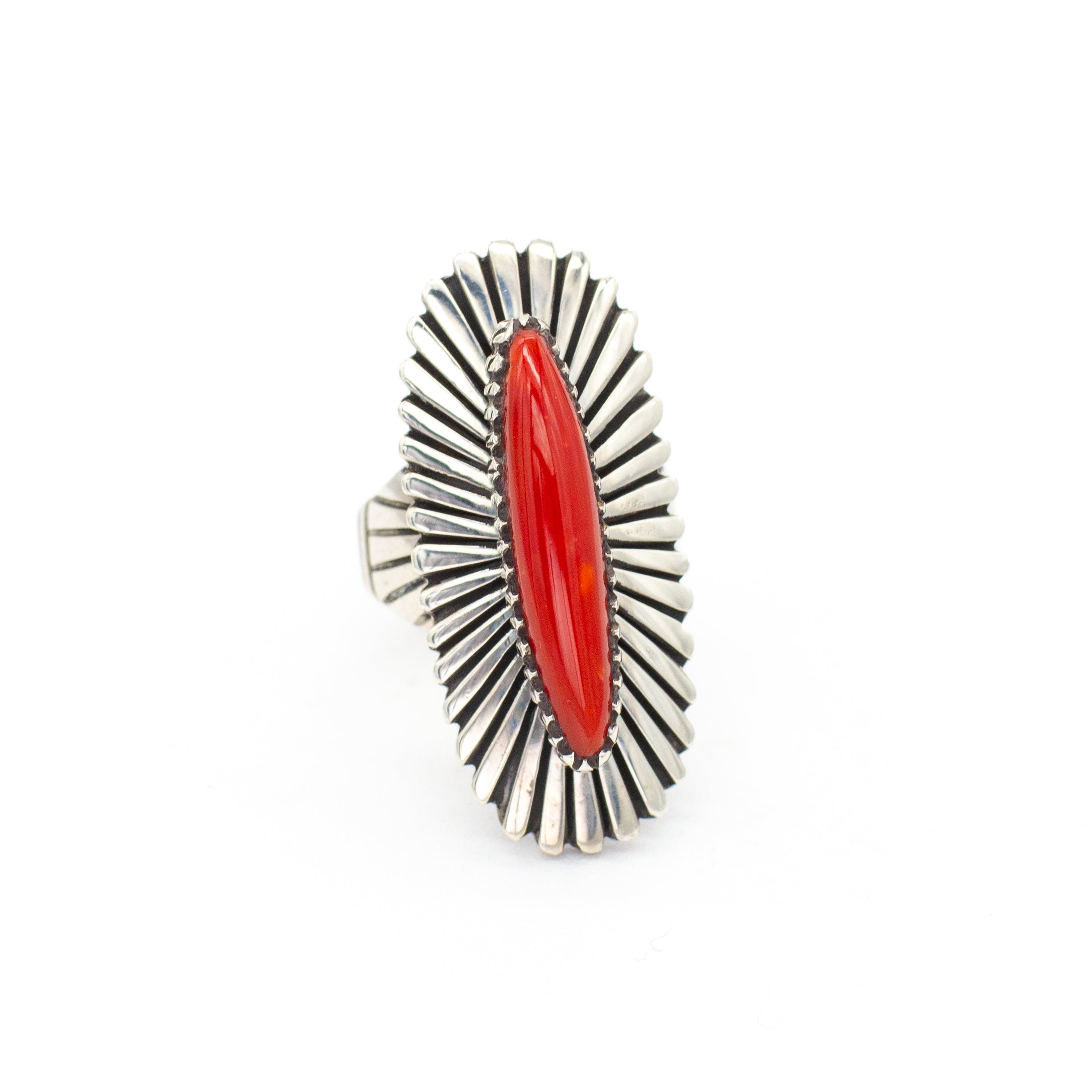 Julian Lovato Kewa Handmade Sterling Silver Momo Coral Ring