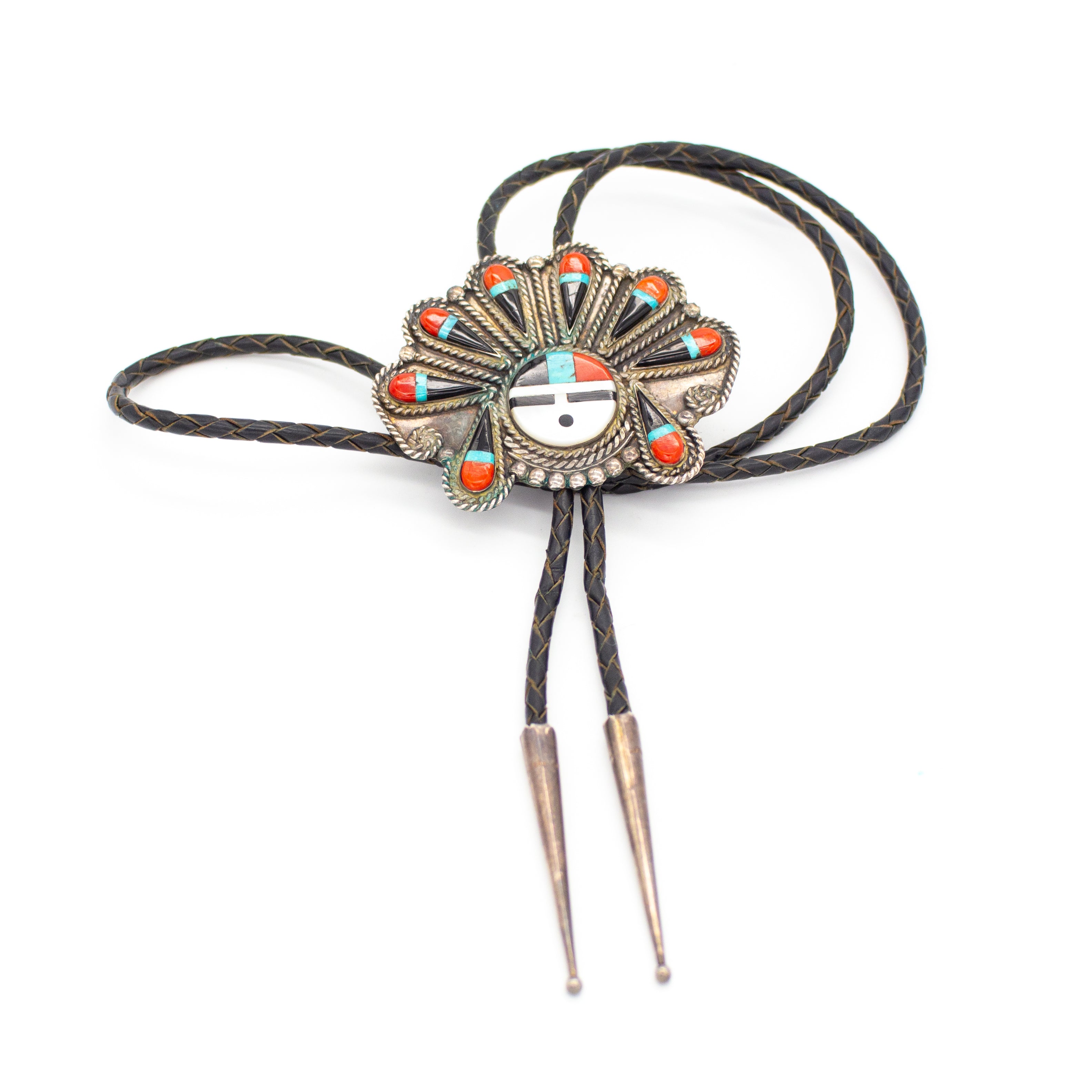 Mingo Dooley Zuni Handmade Inlay Sunface Bolo Tie