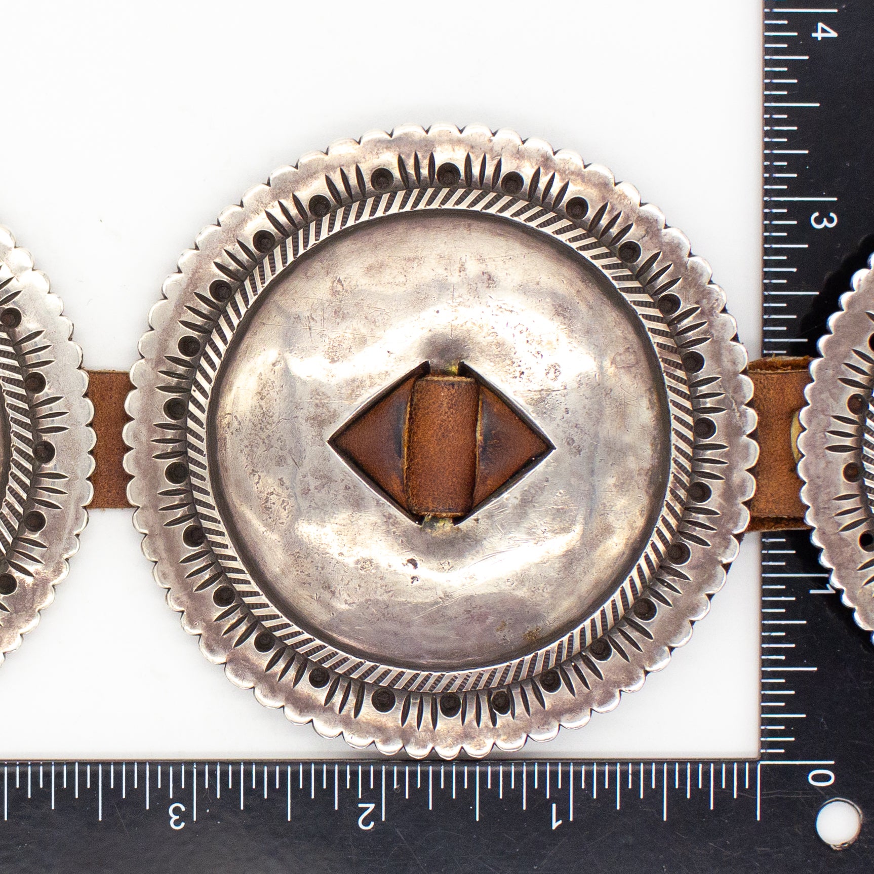 Perry Shorty Navajo Handmade Coin Silver Concho Belt