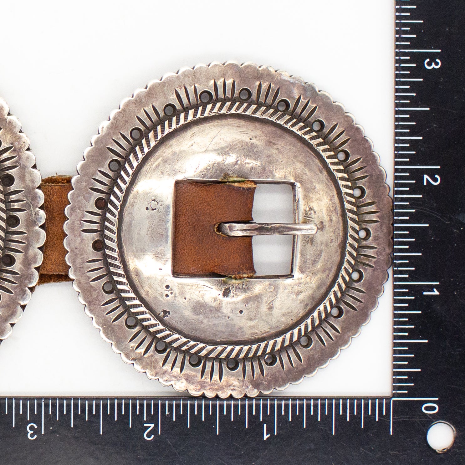 Perry Shorty Navajo Handmade Coin Silver Concho Belt