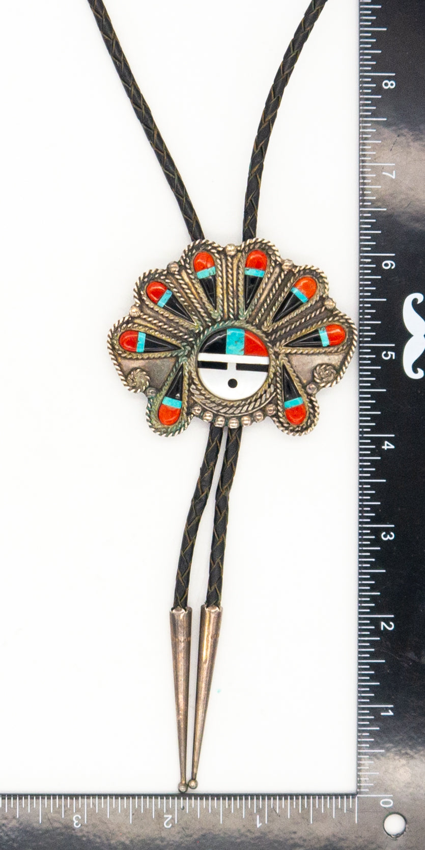 Mingo Dooley Zuni Handmade Inlay Sunface Bolo Tie