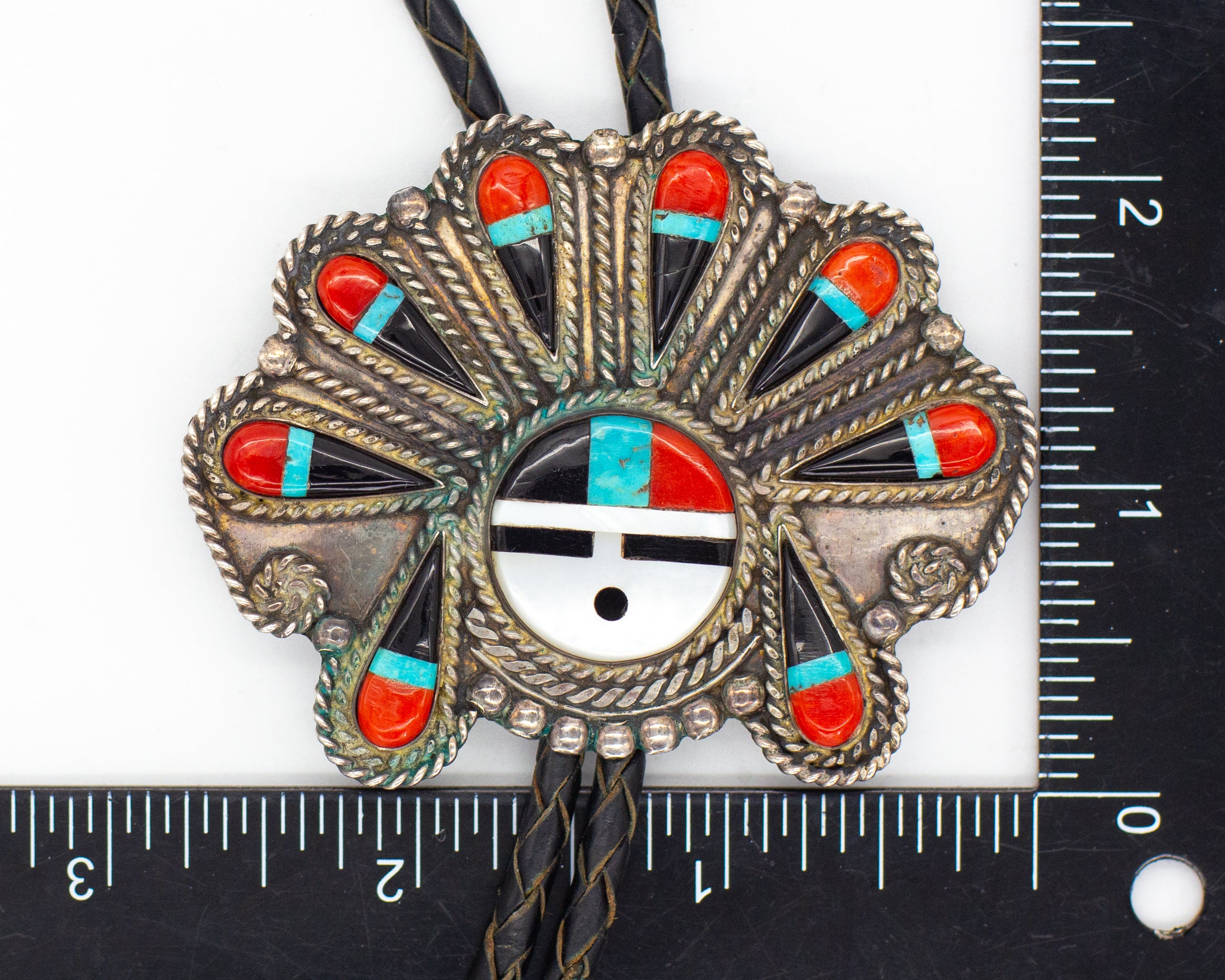 Mingo Dooley Zuni Handmade Inlay Sunface Bolo Tie