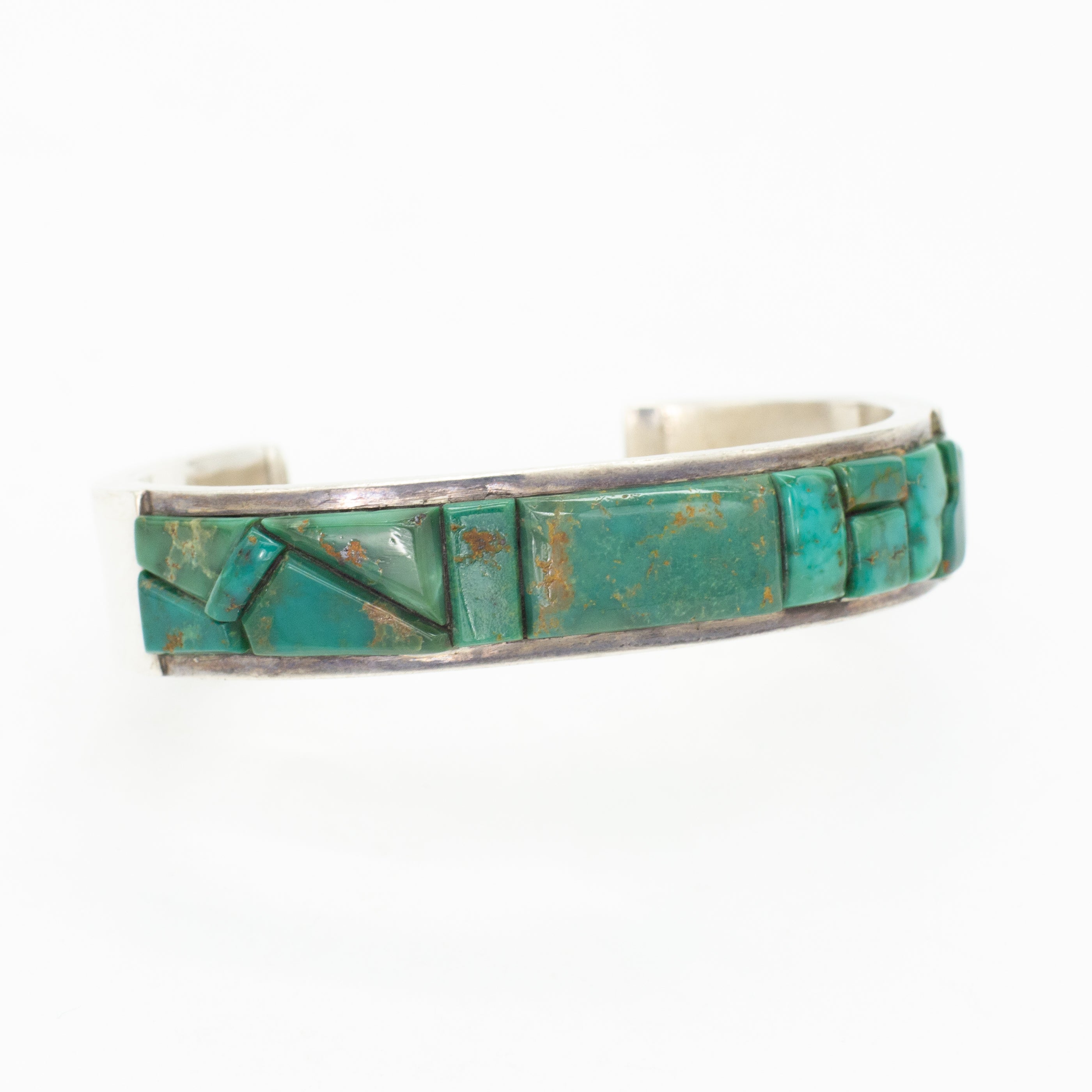 Veronica Poblano Nastacio Zuni Handmade Turquoise Sterling Silver Cobblestone Cuff Bracelet