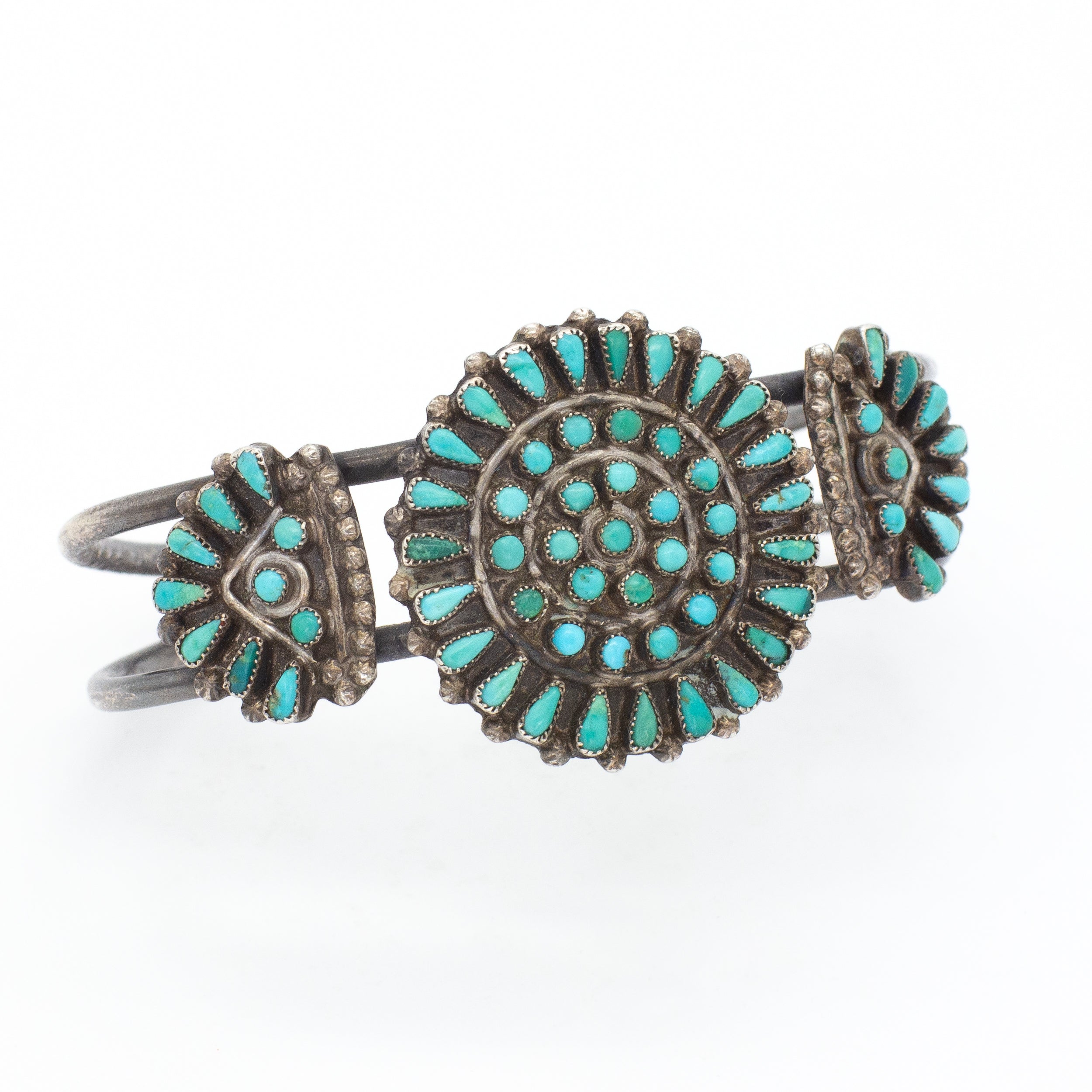 Navajo Handmade Sterling Silver Turquoise Cuff Bracelet (Hallmark Unknown)