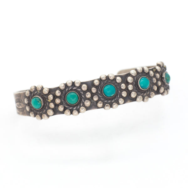 Navajo Handmade Sterling Silver Turquoise Cuff Bracelet (Hallmark Unknown)