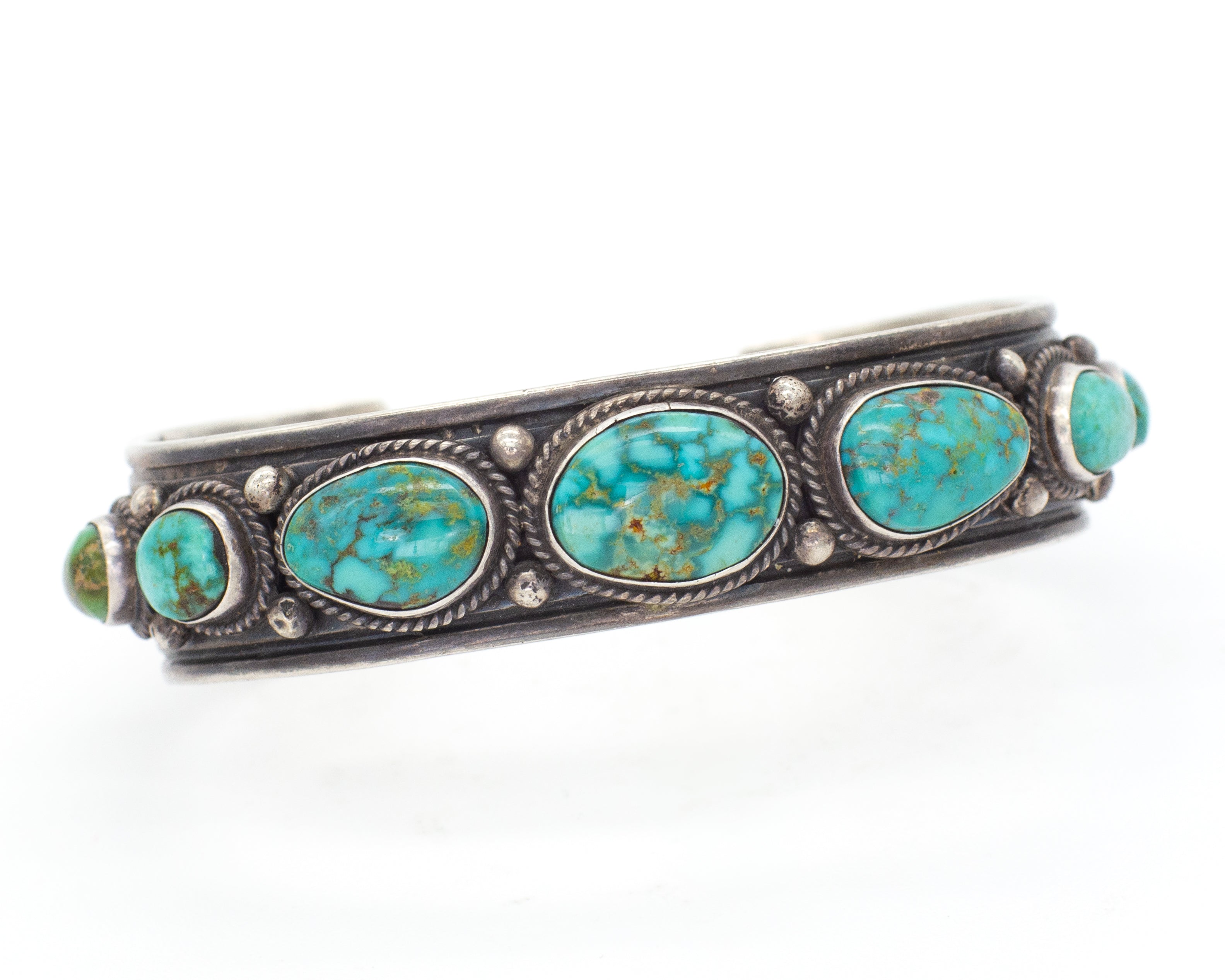 Andy Cadman Navajo Handmade Sterling Silver Turquoise Cuff Bracelet