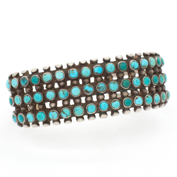 Navajo Handmade Sterling Silver Turquoise Cuff Bracelet (Hallmark Unknown)