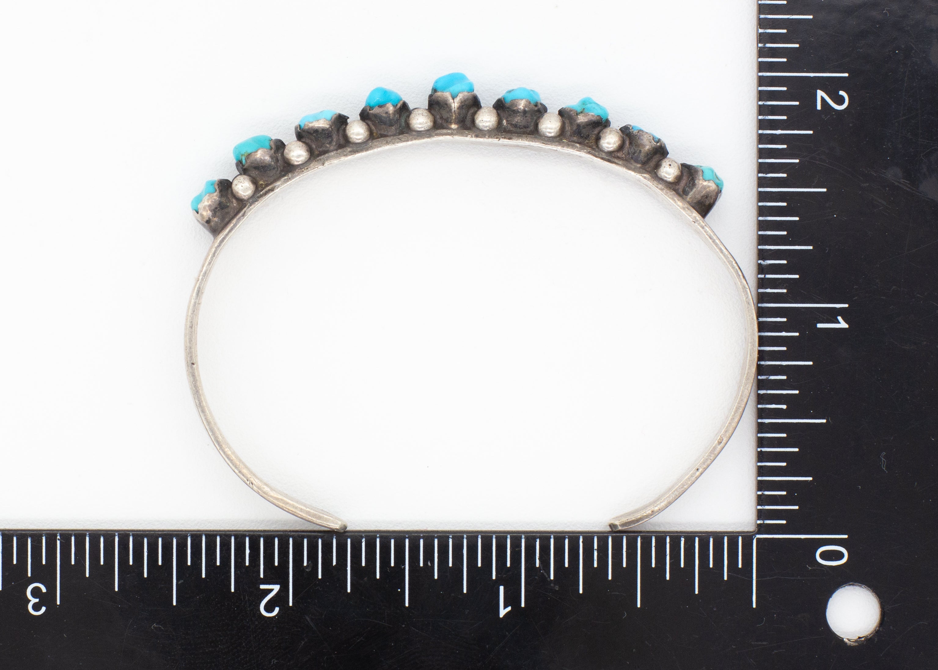 Navajo Handmade Sterling Silver Turquoise Cuff Bracelet (Hallmark Unknown)