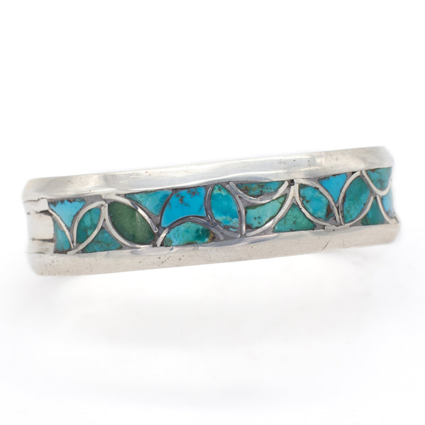 Navajo Handmade Sterling Silver Turquoise Cuff Bracelet (Hallmark Unknown)