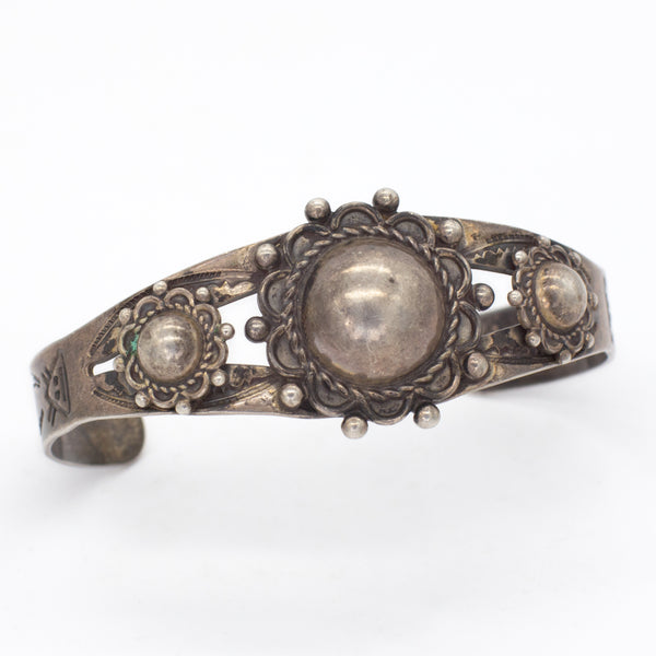 Fred Harvey Navajo Handmade Sterling Silver Cuff Bracelet