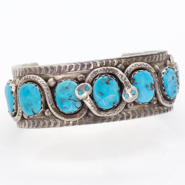 Effie C. Navajo Handmade Sterling Silver Turquoise Cuff Bracelet