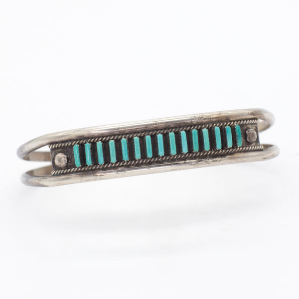 Navajo Handmade Sterling Silver Turquoise Cuff Bracelet (Hallmark Unknown)