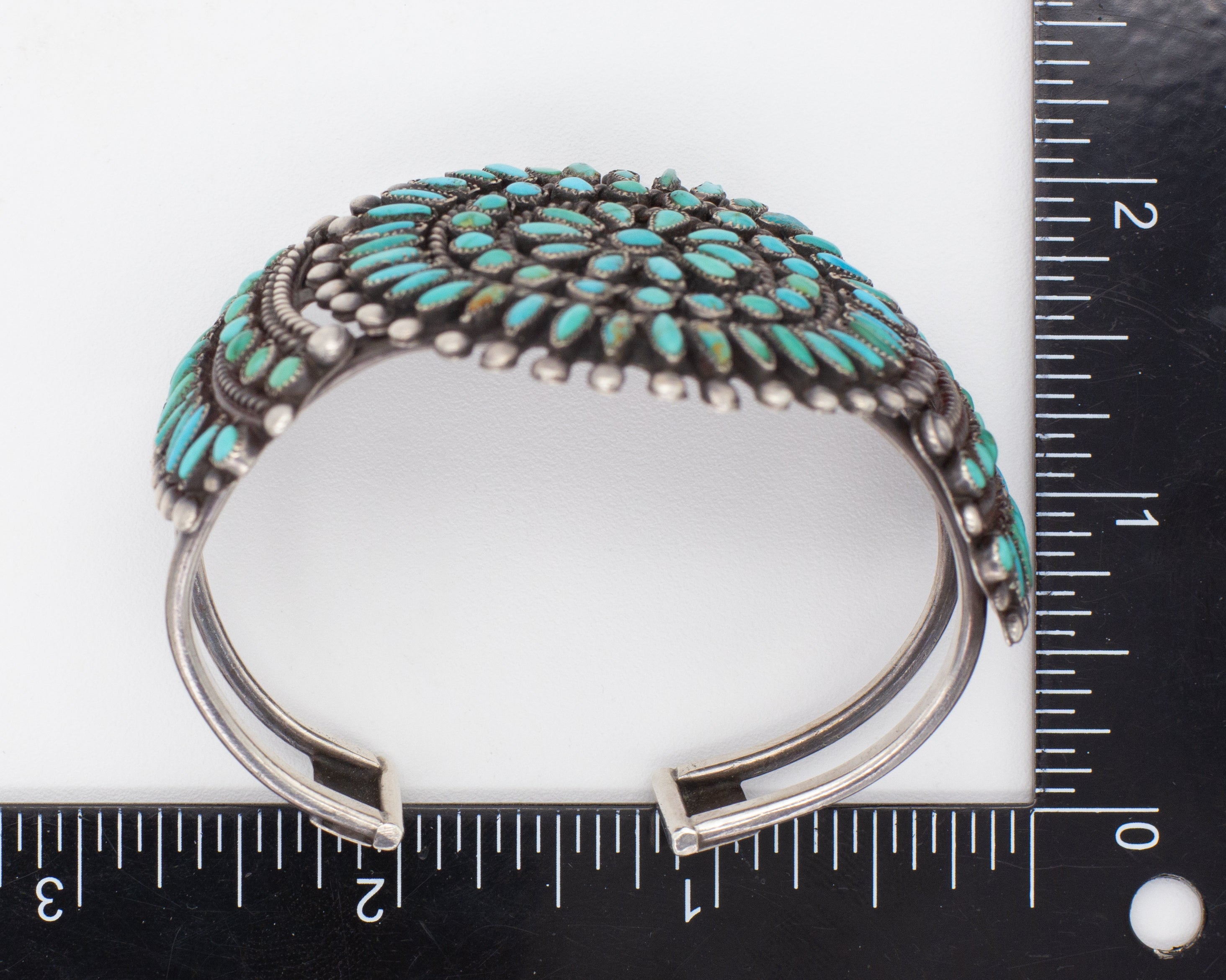 Navajo Handmade Sterling Silver Turquoise Cuff Bracelet (Hallmark Unknown)