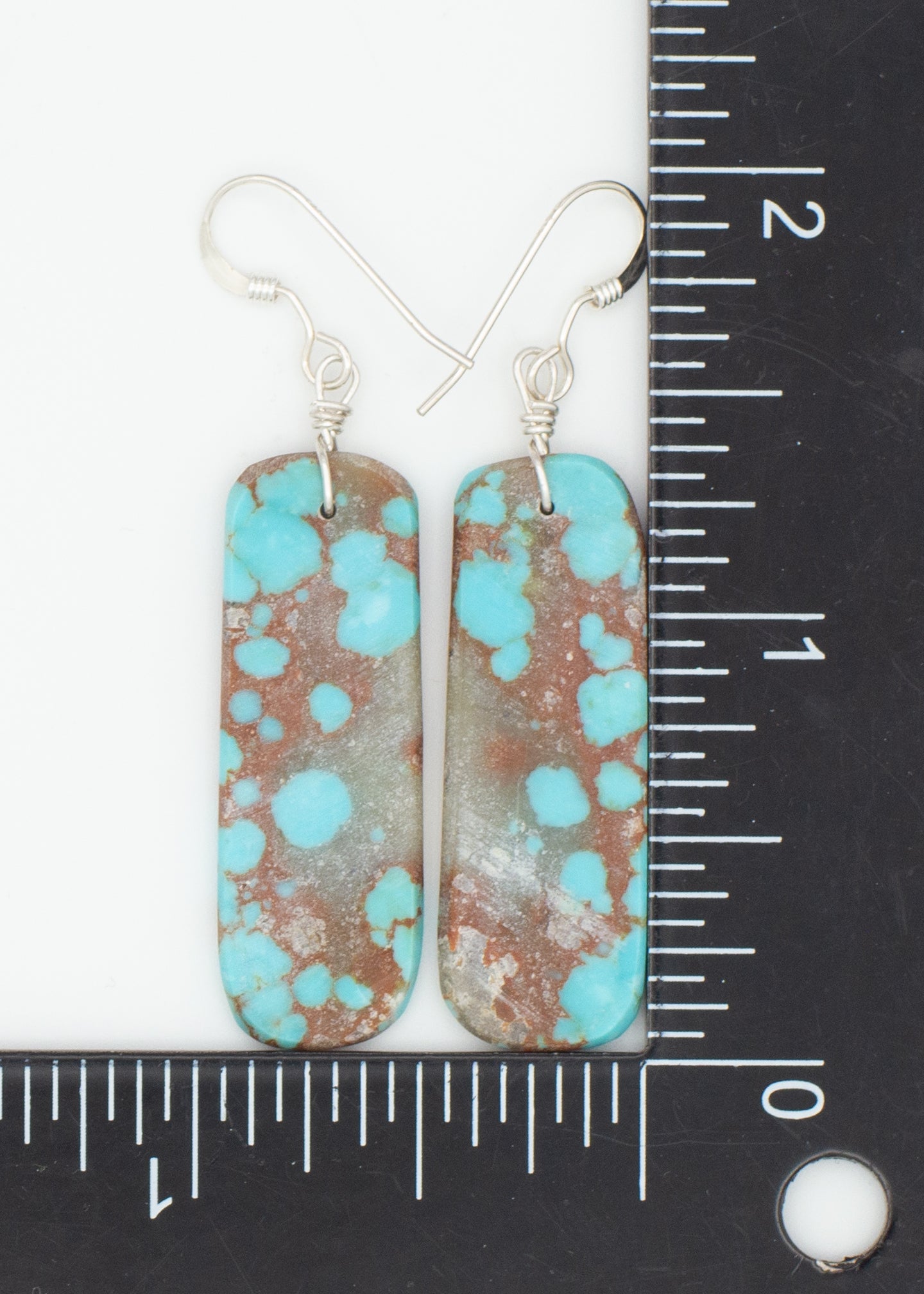 Santa Domingo/Kewa Handmade Sterling Silver Slab Turquoise Earrings (Hallmark Unknown)