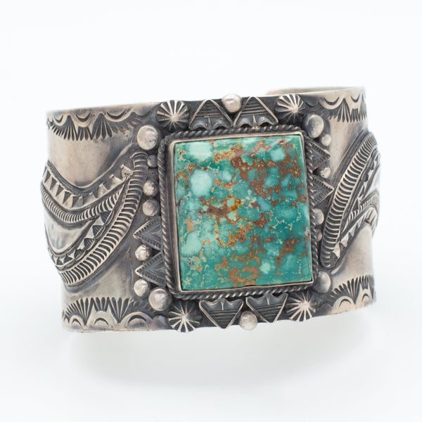 Roland Dixon Navajo Handmade Sterling Silver Turquoise Cuff Bracelet