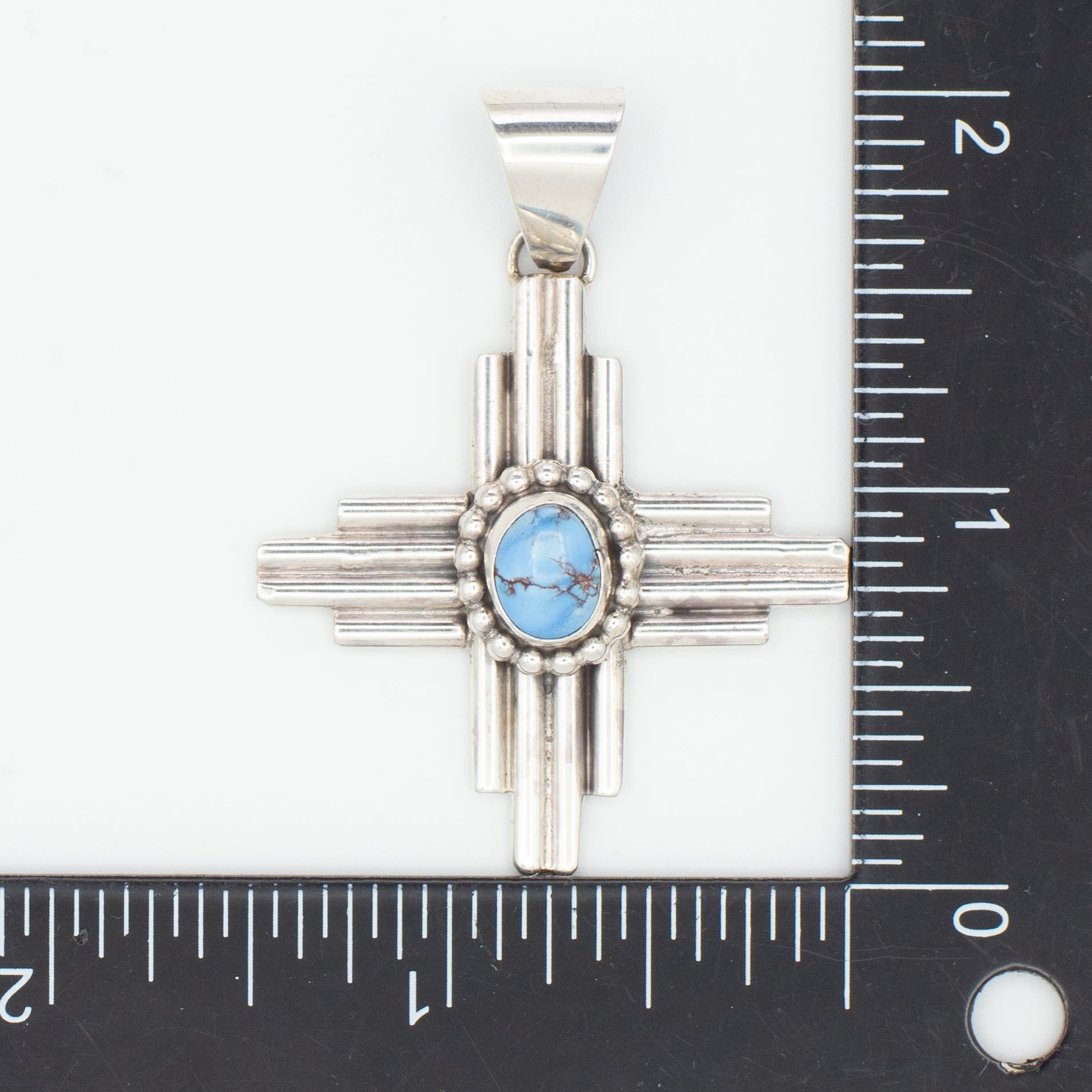 Pricilla Apache Navajo Handmade Sterling Silver Turquoise Cross Pendant