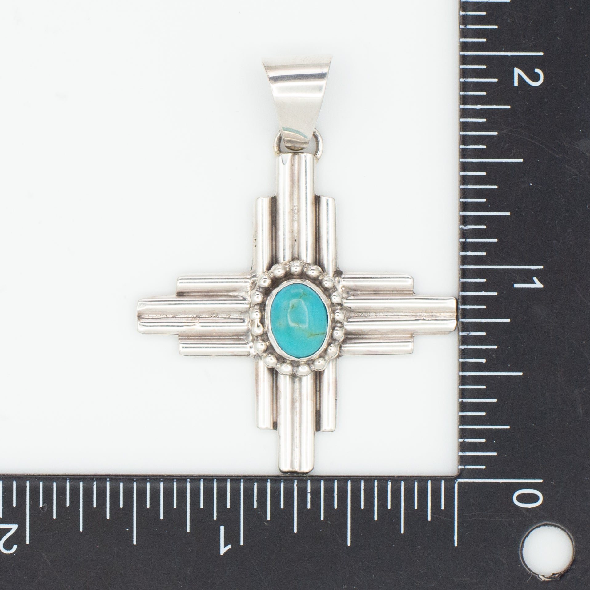 Pricilla Apache Navajo Handmade Sterling Silver Turquoise Cross Pendant