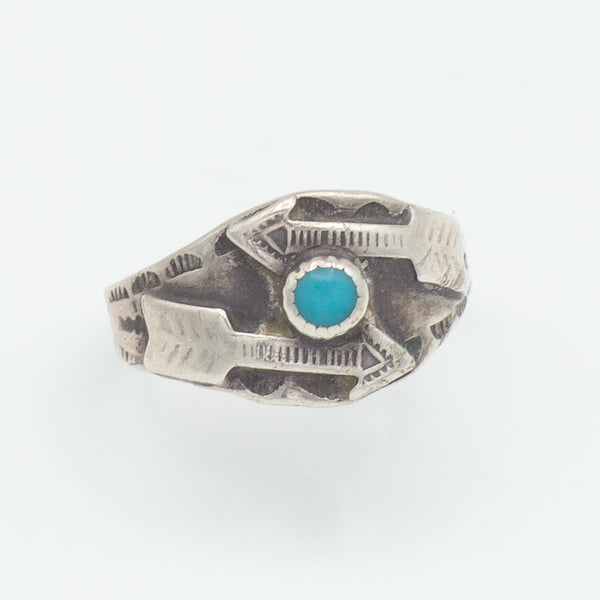 Navajo Handmade Sterling Silver Turquoise Ring (Hallmark Unknown) (Size 7.5)