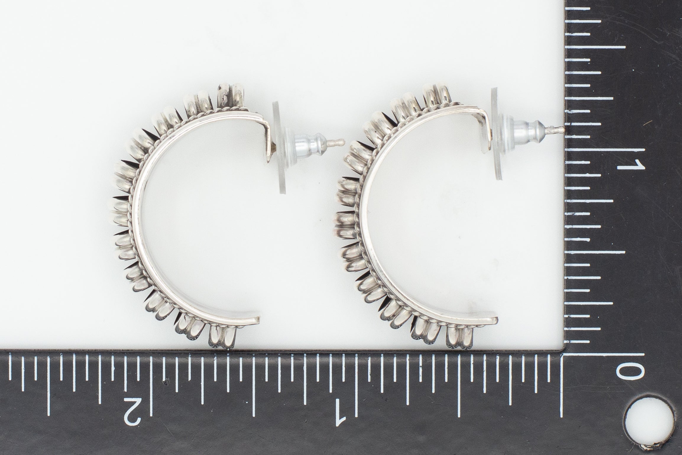 Pricilla Apache Navajo Handmade Sterling Silver 1" Hoop Earrings