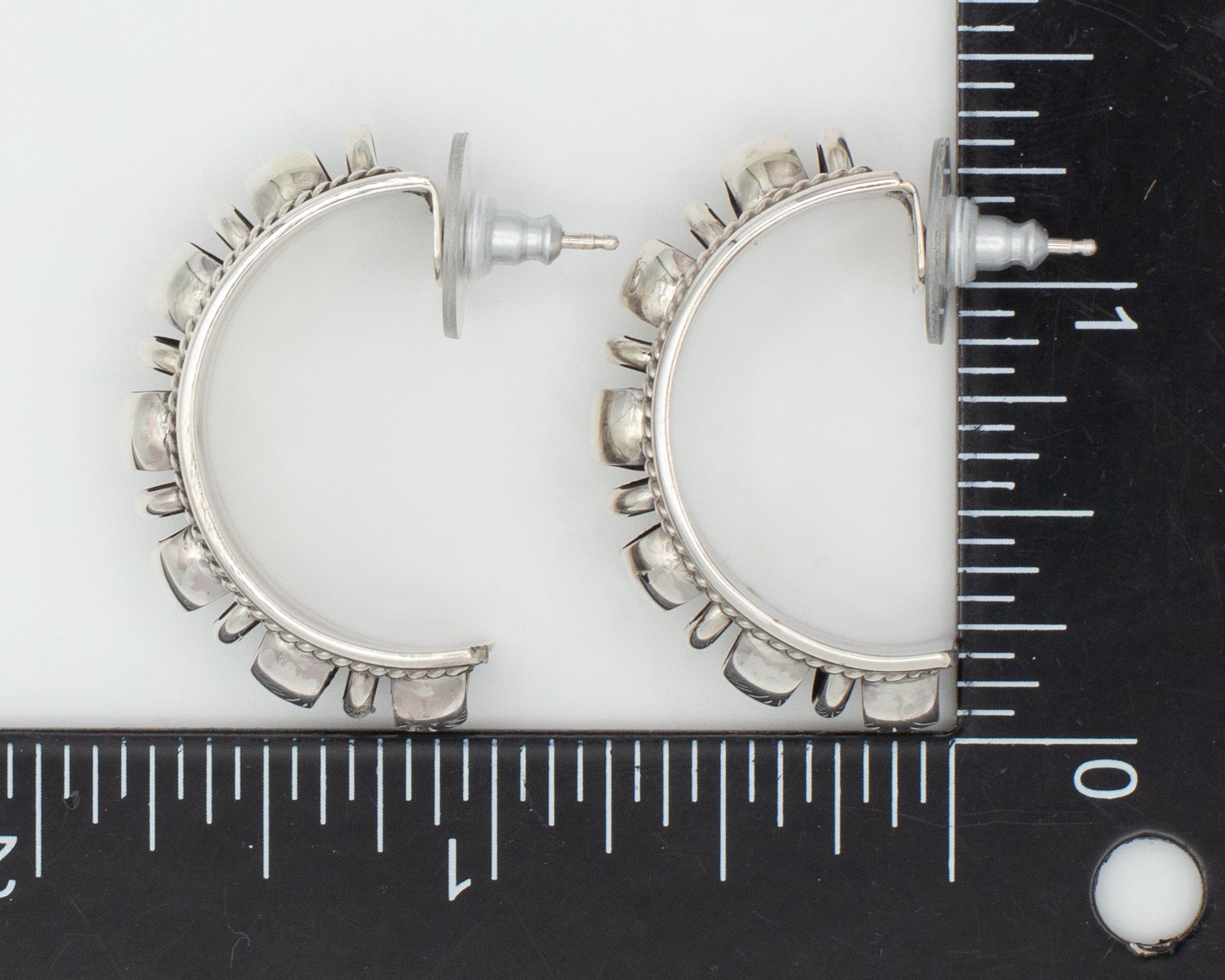 Pricilla Apache Navajo Handmade Sterling Silver 1" Hoop Earrings