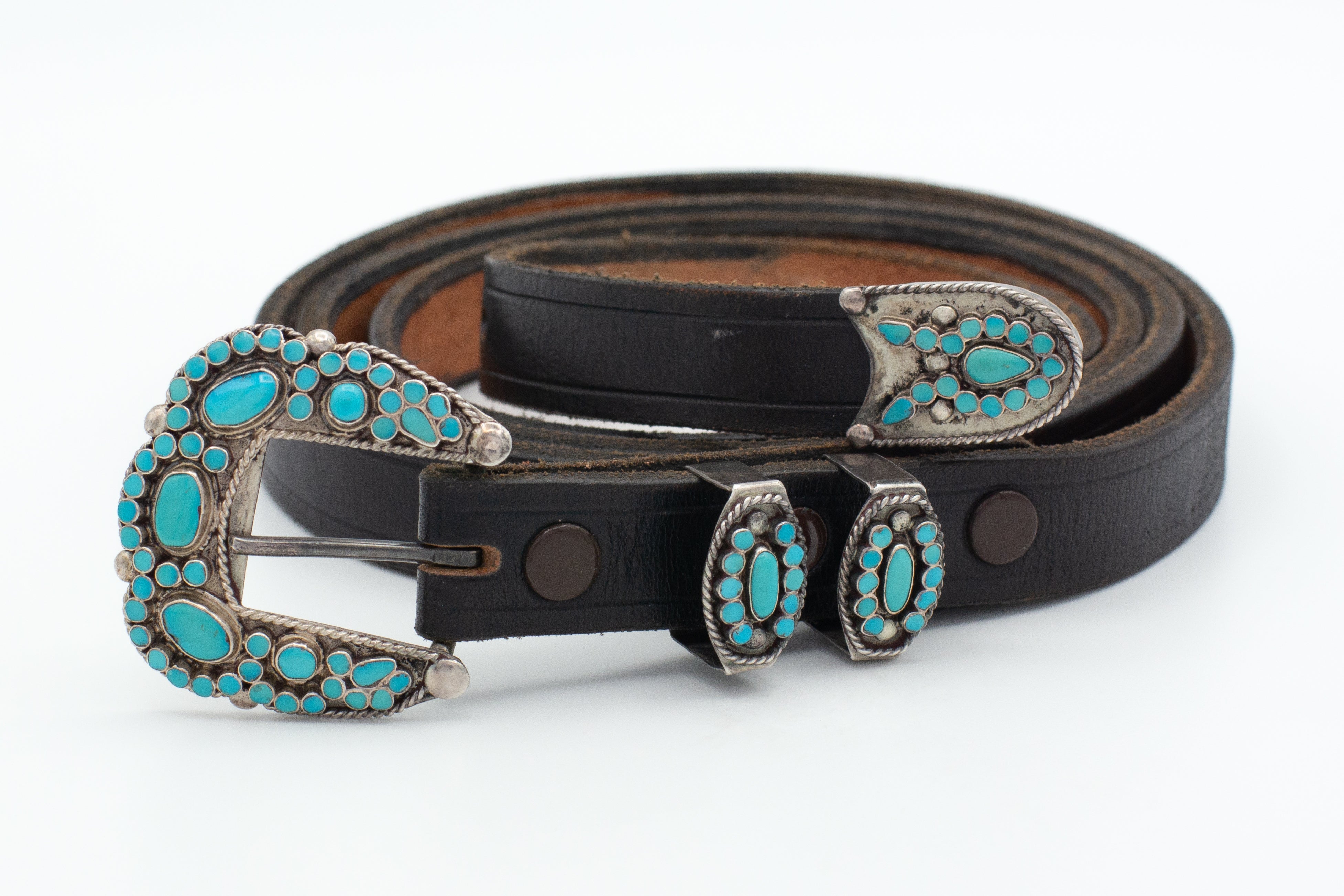 Virgil Dishta Sr. Zuni Handmade Sterling Silver Turquoise Belt