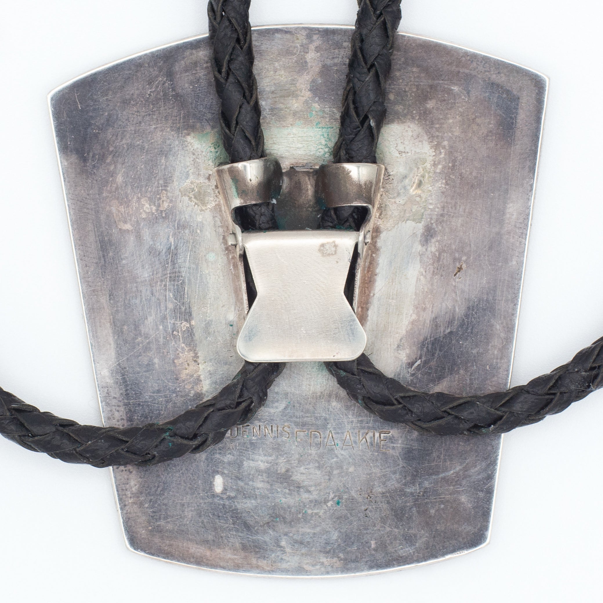 Dennis Edaakie Zuni Handmade Sterling Silver Elk Inlay Bolo Tie