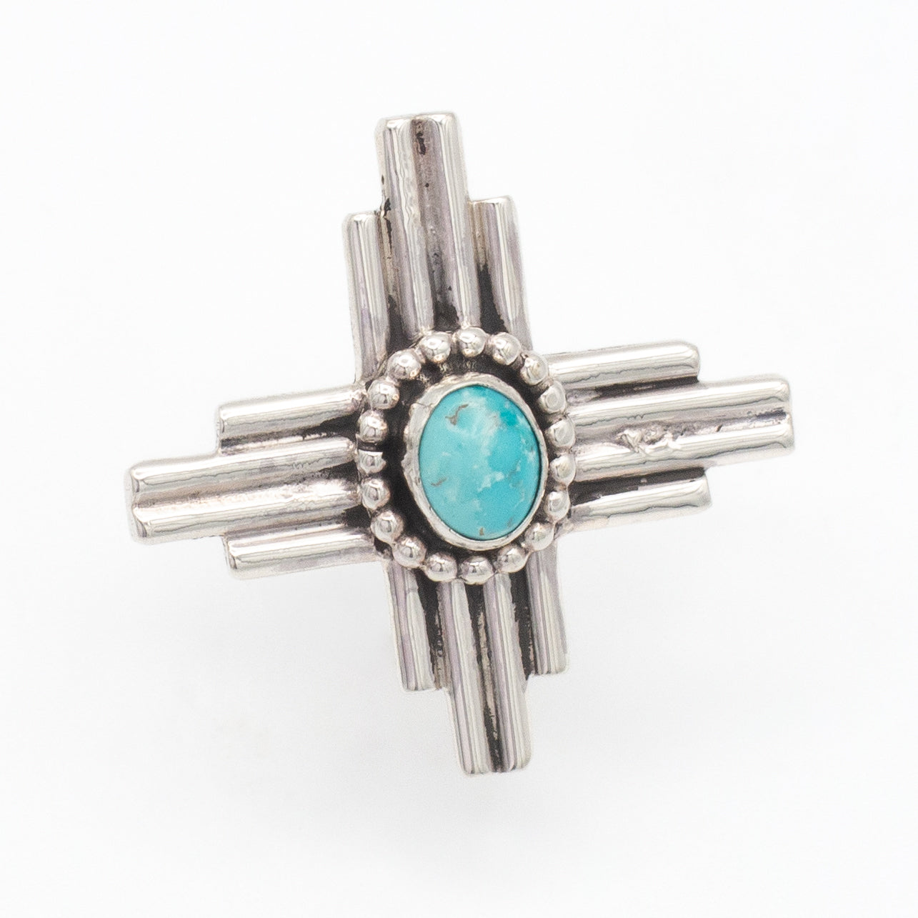 Pricilla Apache Navajo Handmade Sterling Silver Turquoise Zia Pin