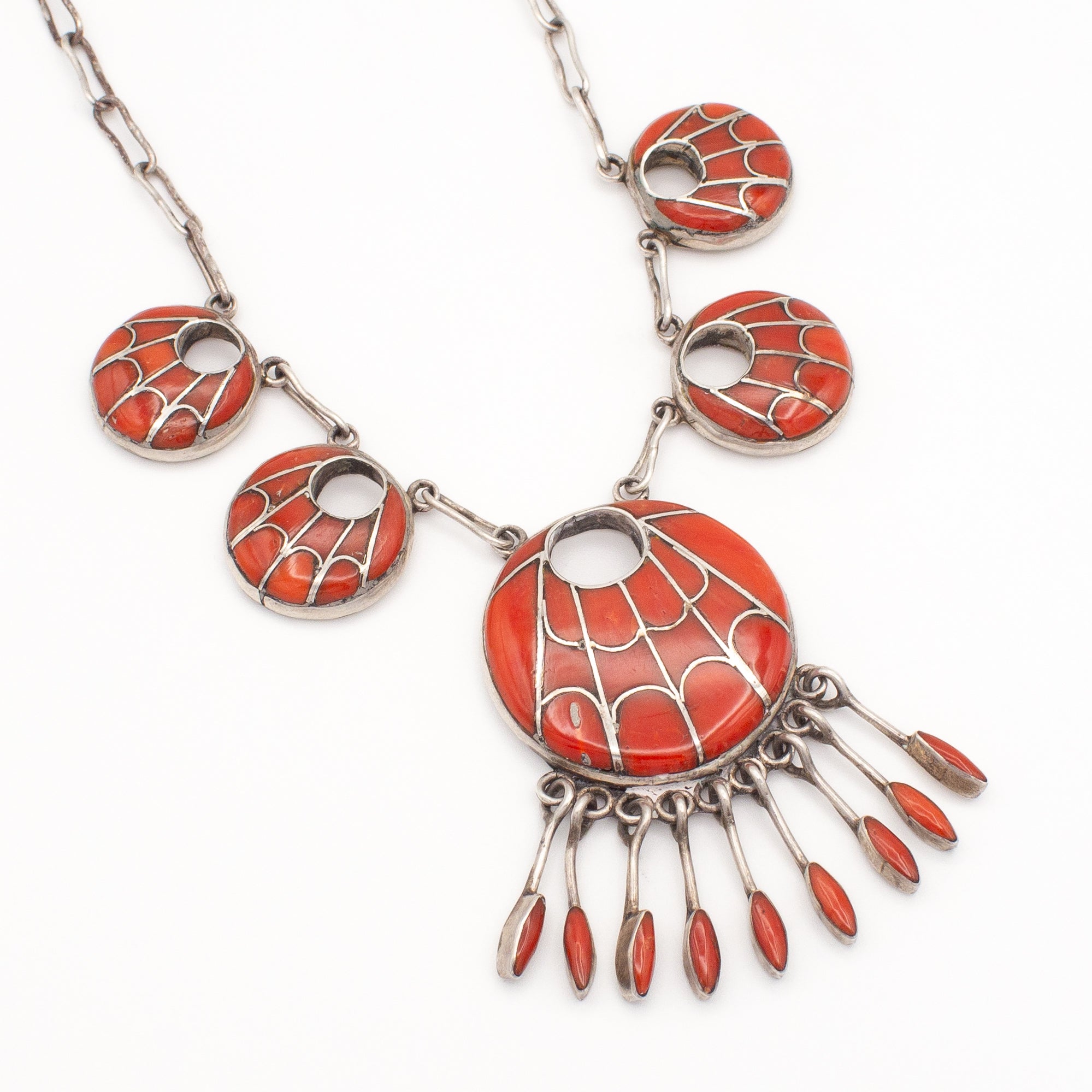 Annie Quam Gasper Zuni Handmade Mediterranean Coral 3-Piece Set