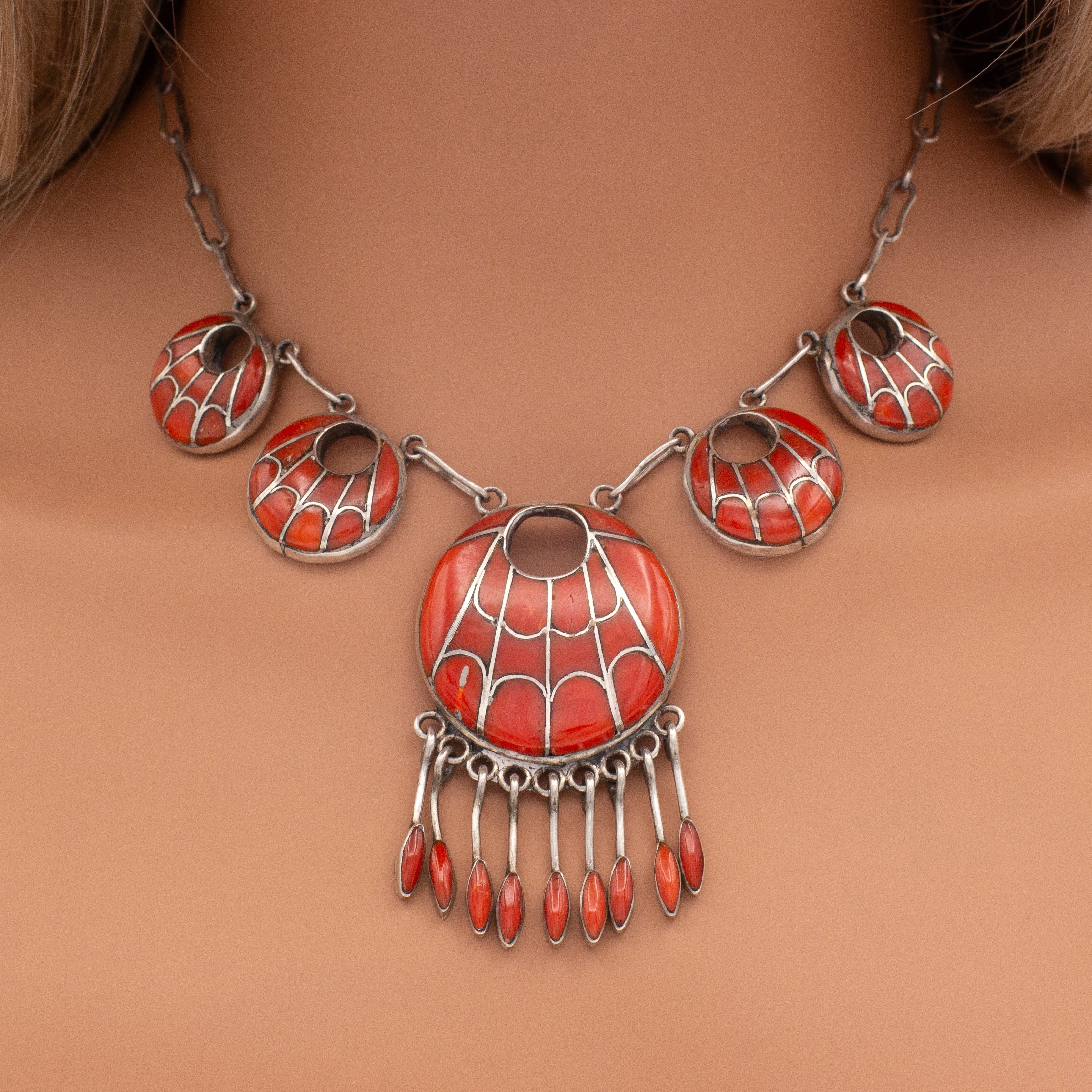 Annie Quam Gasper Zuni Handmade Mediterranean Coral 3-Piece Set