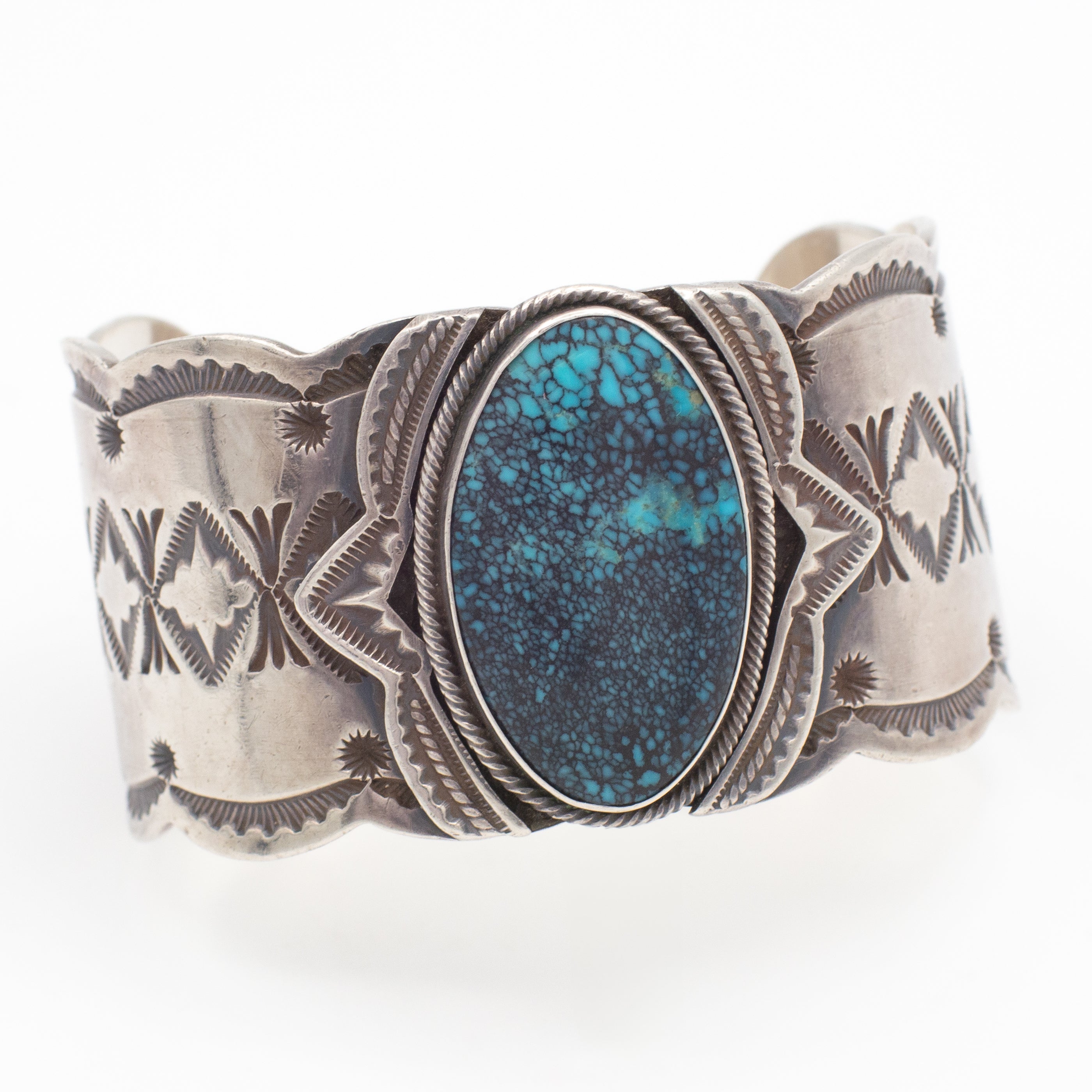 Wilson Begay Navajo Handmade Sterling Silver Natural Turquoise Cuff Bracelet