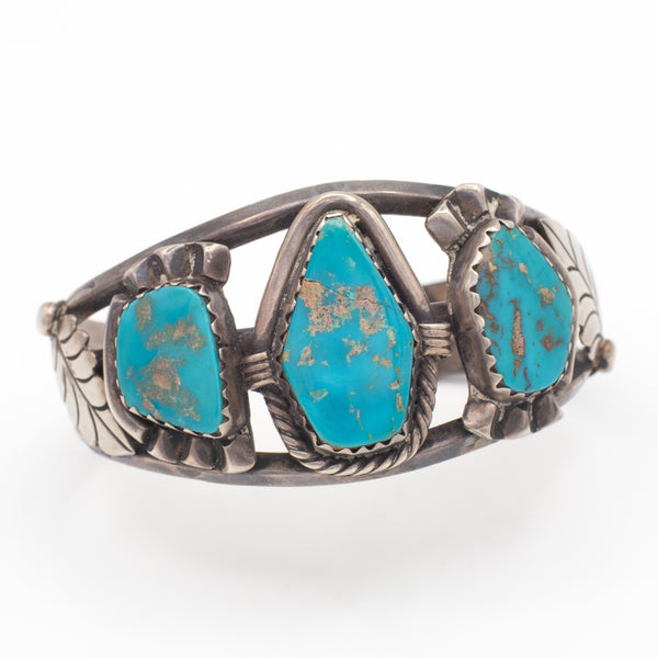 Handmade Sterling Silver Turquoise Cuff Bracelet (Hallmark Unknown)