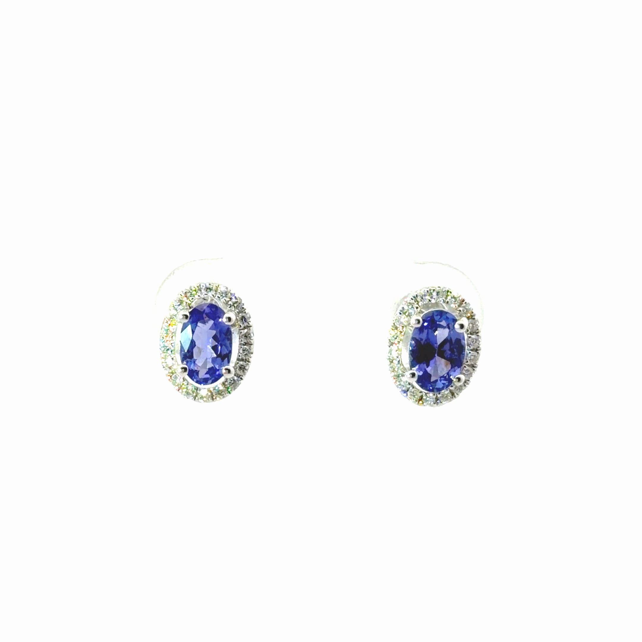 14k White Gold Tanzanite and Diamond Earrings