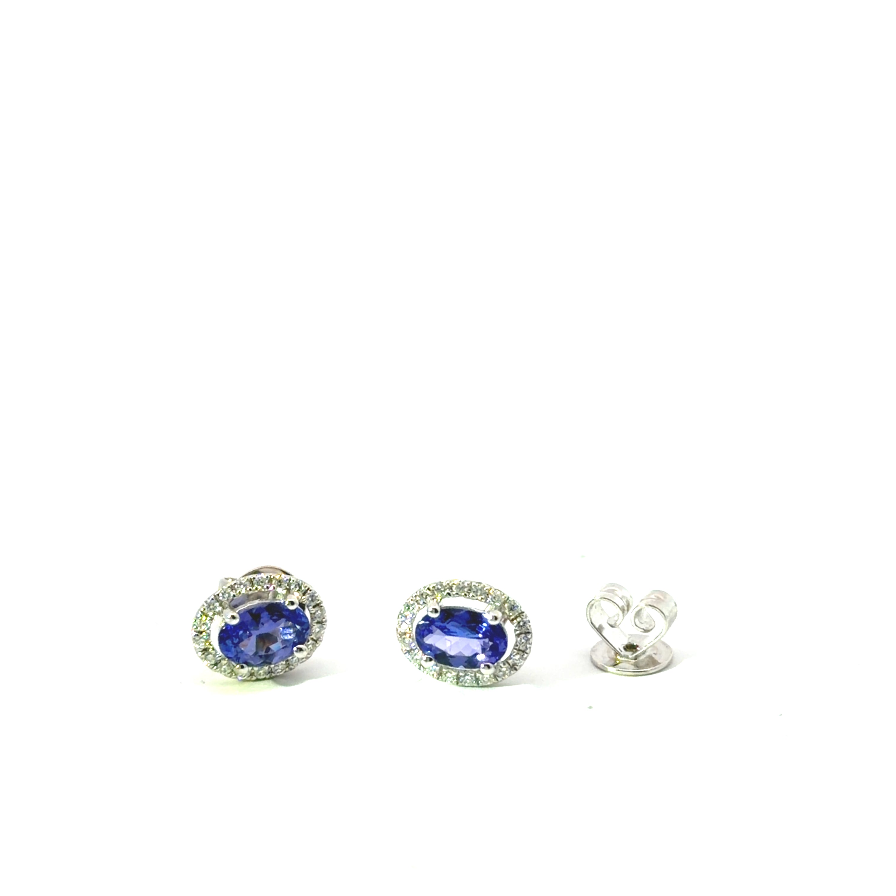 14k White Gold Tanzanite and Diamond Earrings