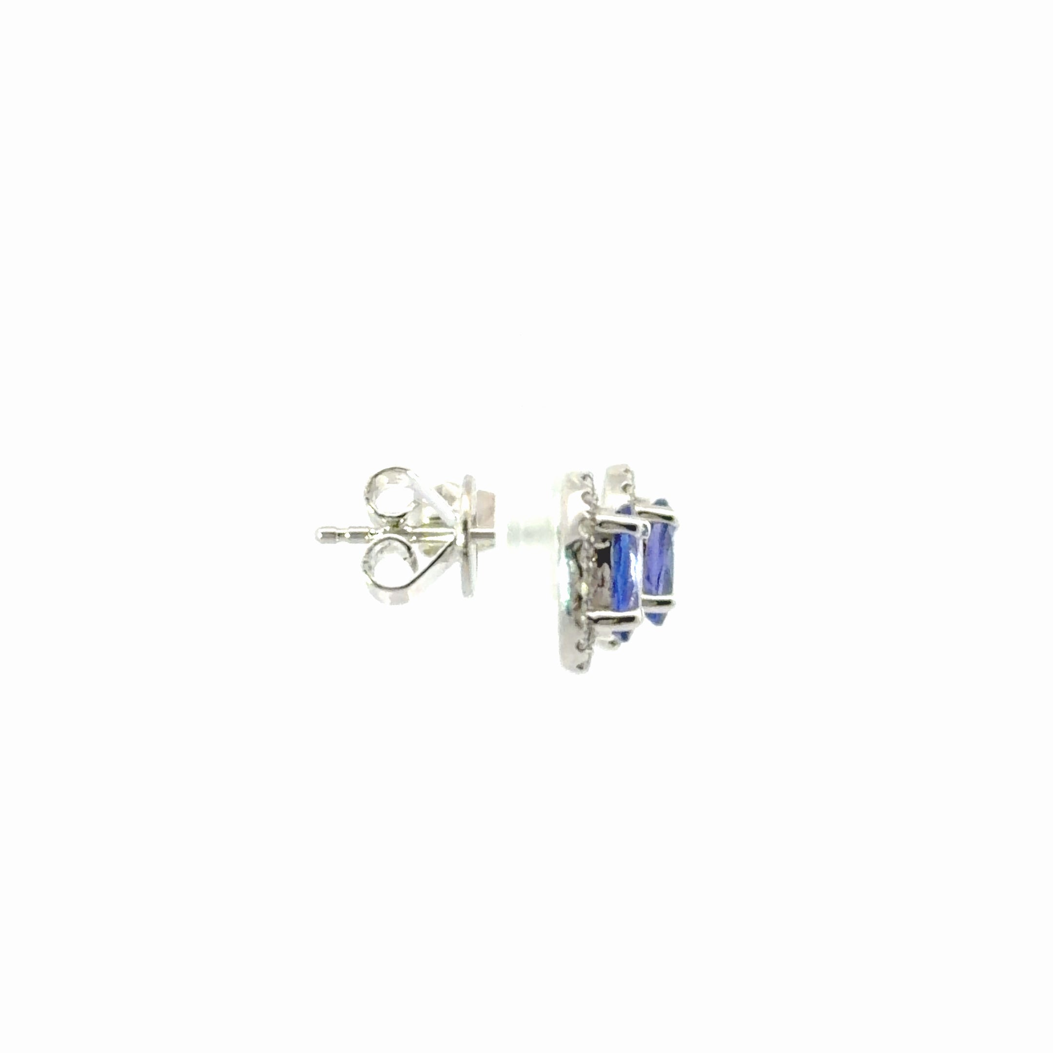 14k White Gold Tanzanite and Diamond Earrings