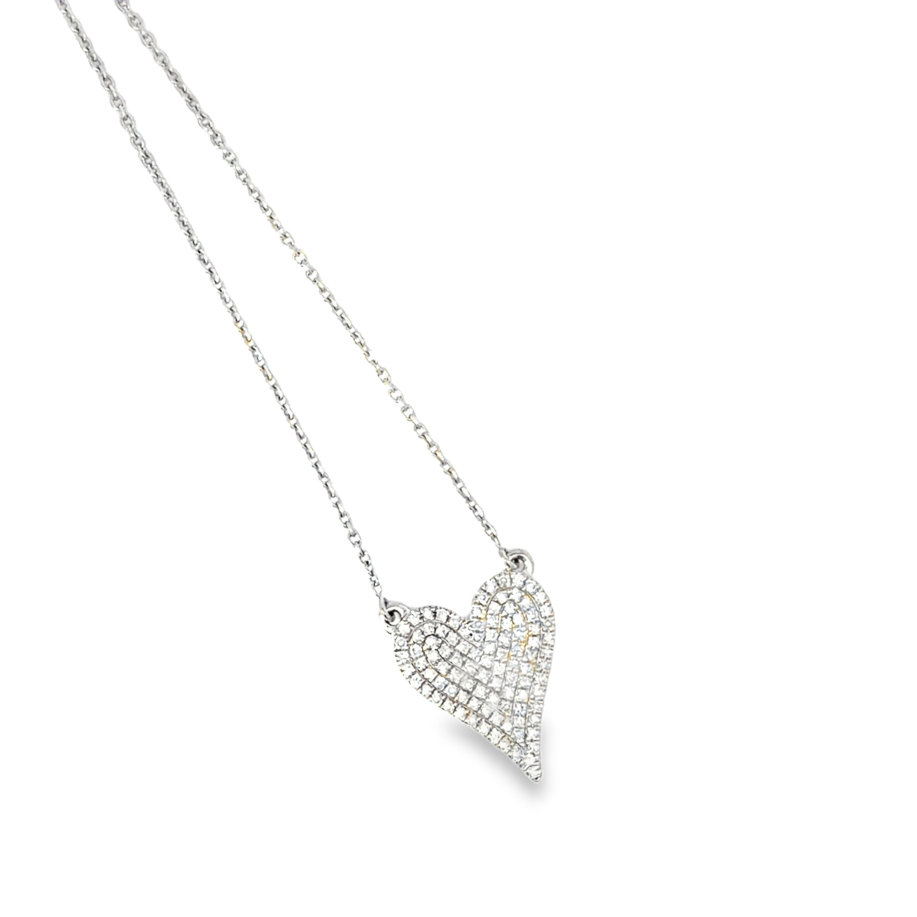 14k White Gold Diamond Heart Pendant