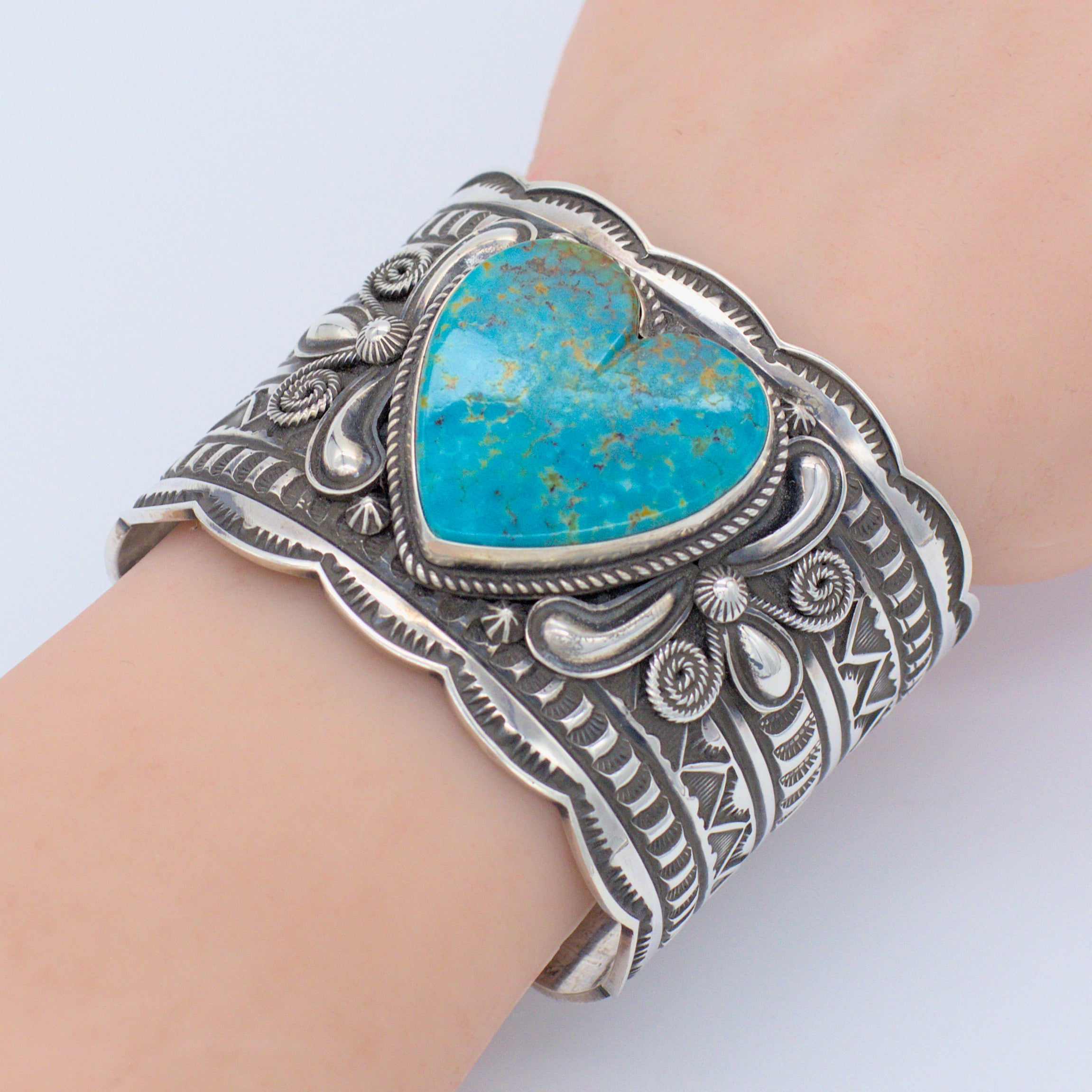 Andy Cadman Handmade Navajo Sterling Silver Turquoise Bracelet