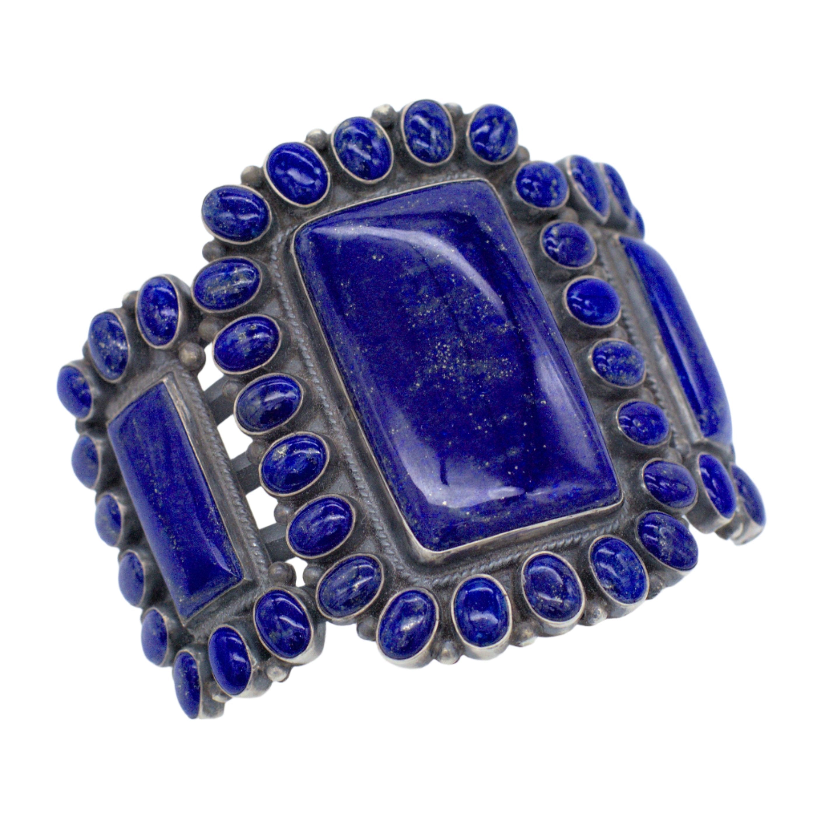 Andrew Skeets Handmade Navajo Sterling Silver Lapis Bracelet