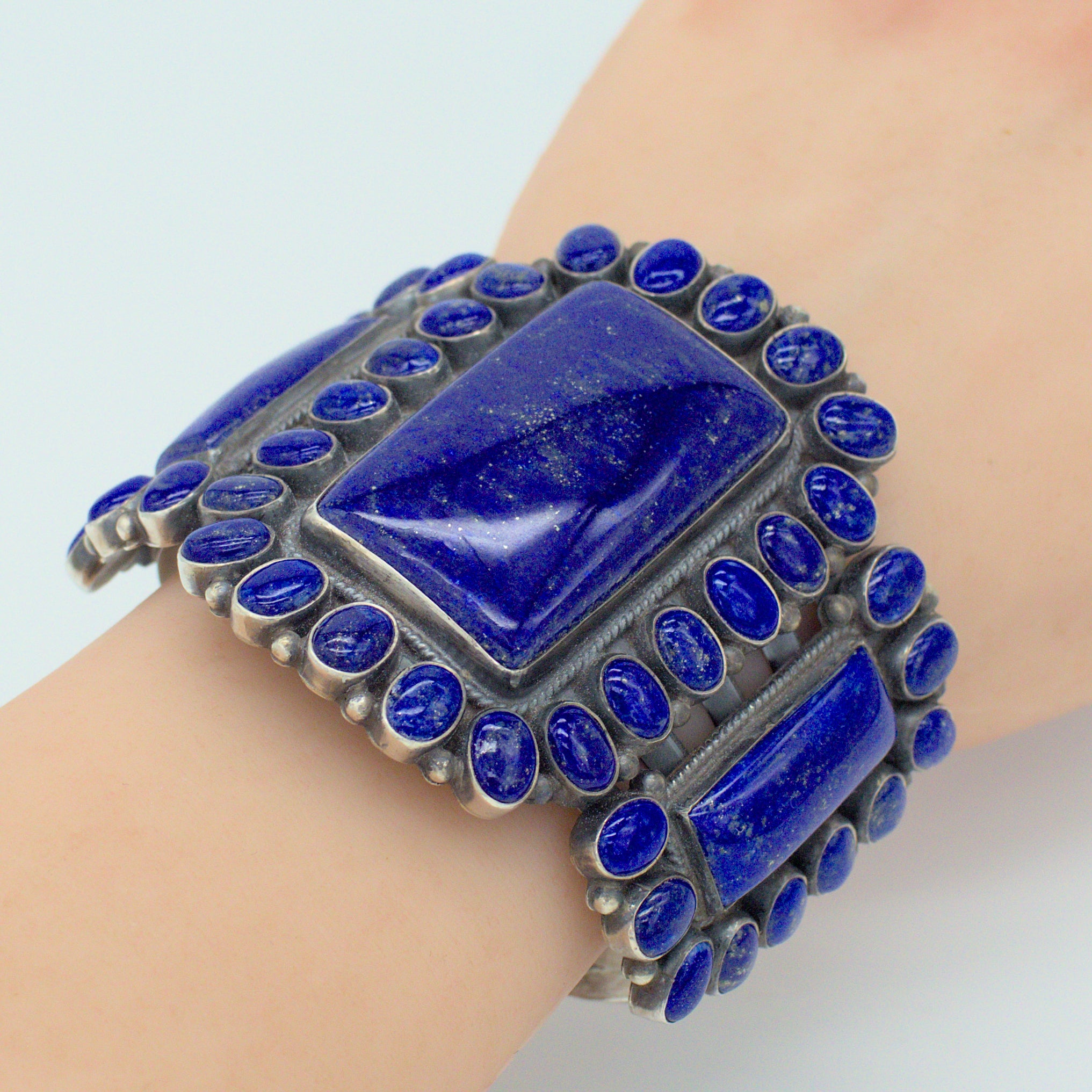 Andrew Skeets Handmade Navajo Sterling Silver Lapis Bracelet