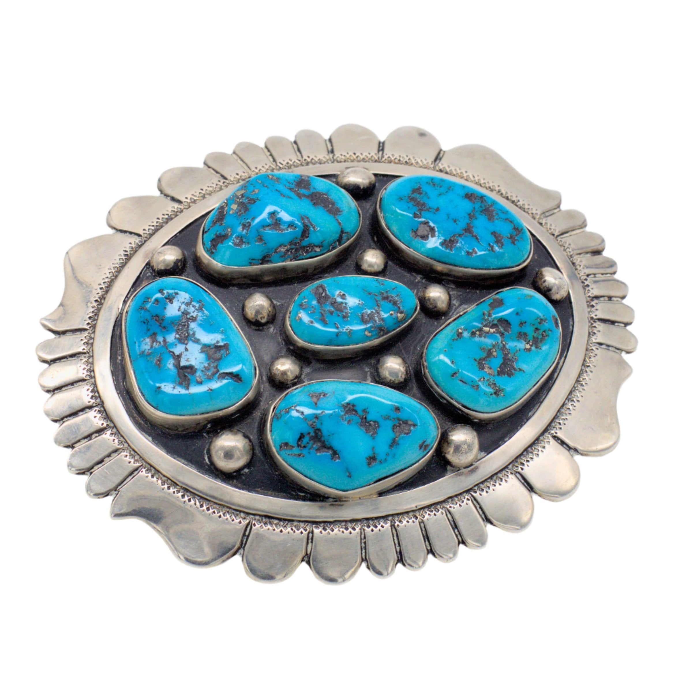 Thomas Singer Navajo Handmade Sterling Silver Turquoise Belt Buckle