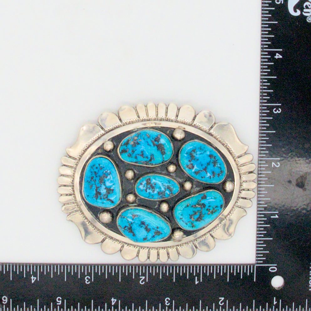 Thomas Singer Navajo Handmade Sterling Silver Turquoise Belt Buckle