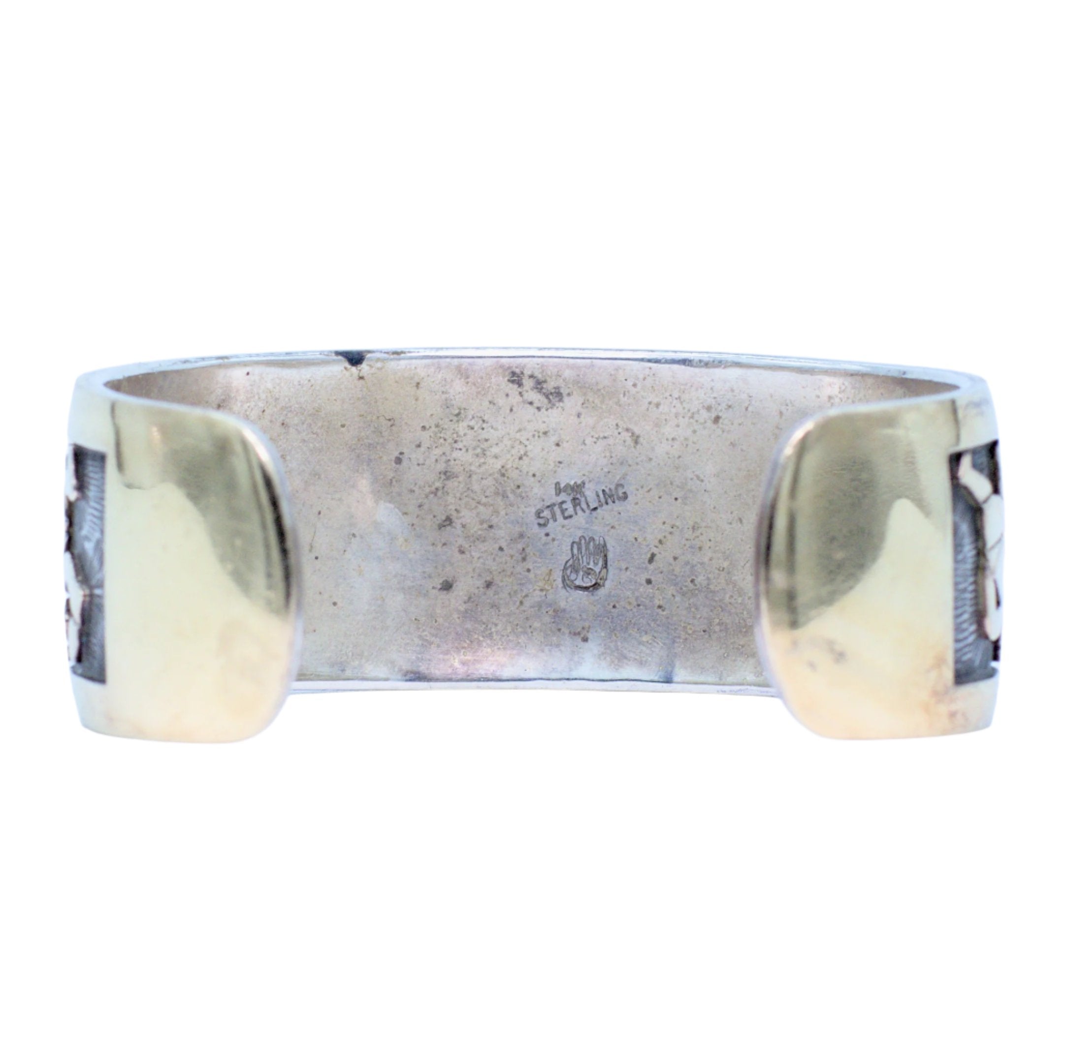 Watson Honanie Hopi Handmade Sterling Silver 14KT Gold Cuff Bracelet