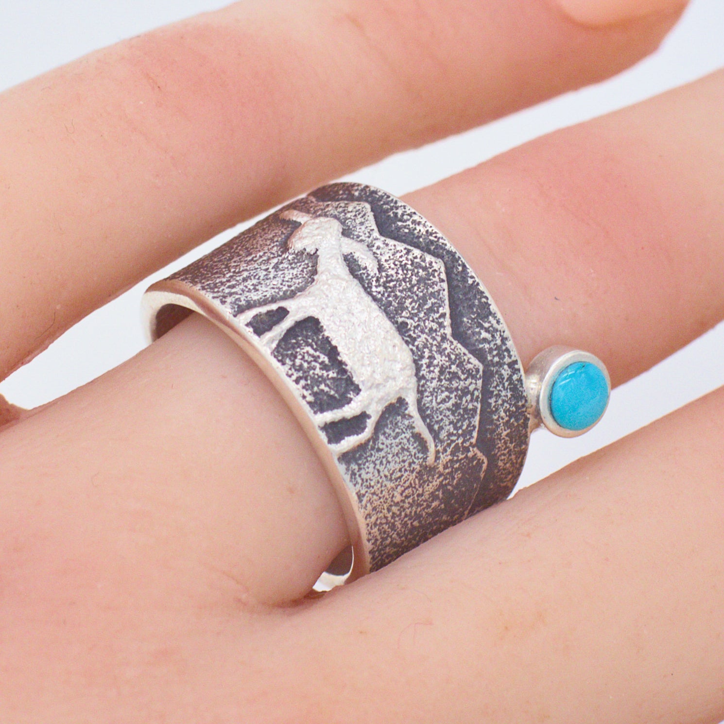 Darryl Dean Begay Navajo Handmade Sterling Silver Turquoise Ring (Lamb)