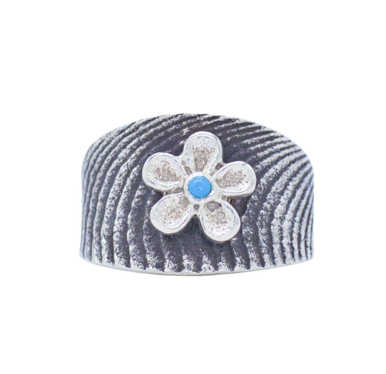 Darryl Dean Begay Navajo Handmade Sterling Silver Turquoise Ring (Small Flower)