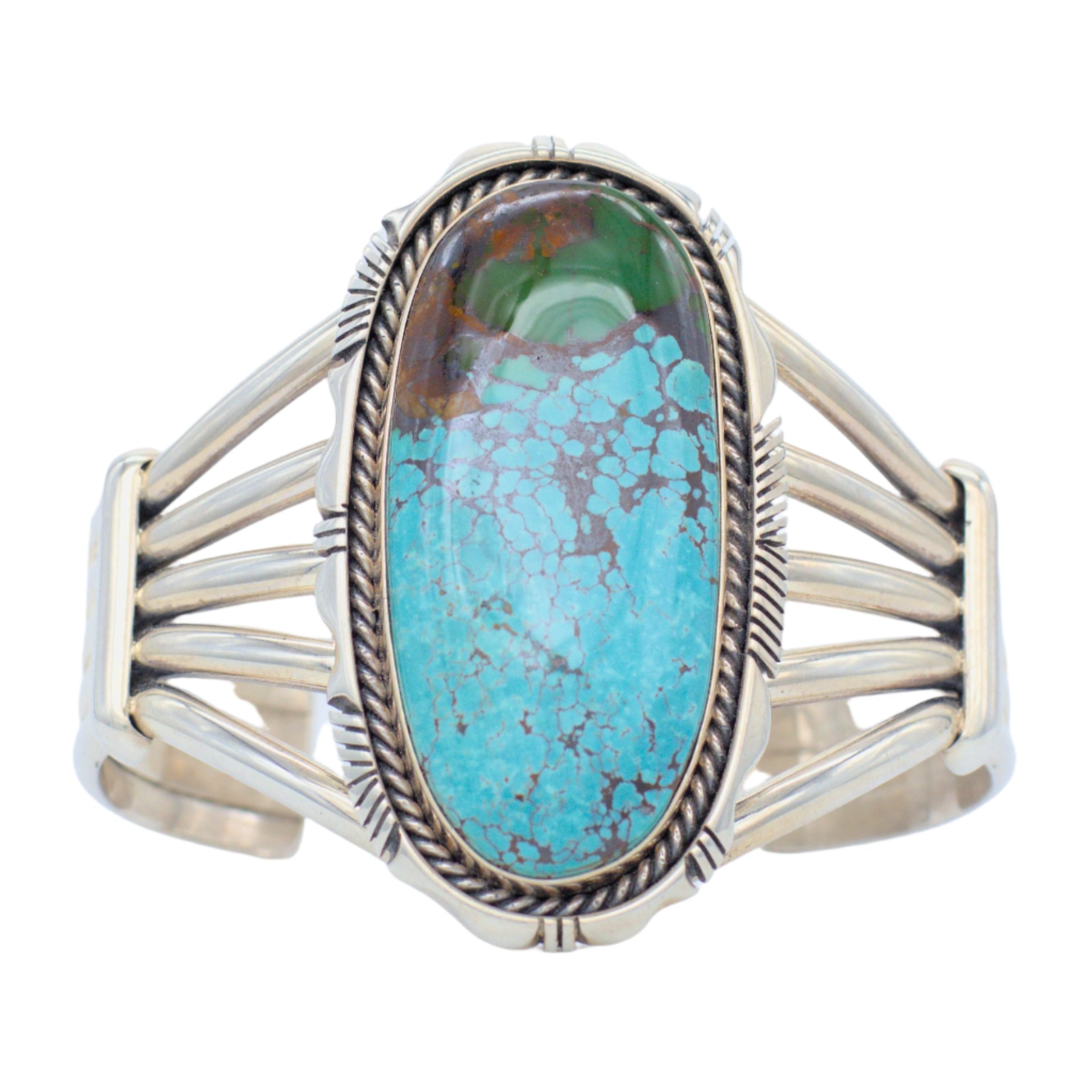 Eugene Belone Navajo Handmade Sterling Silver Turquoise Bracelet